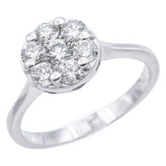 Vintage BH Signed 14k White Gold 0.91tcw Diamond Cluster Ring