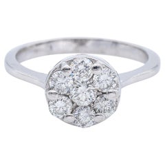 Vintage By signiert 14k Weißgold 0,91tcw Diamond Cluster Ring