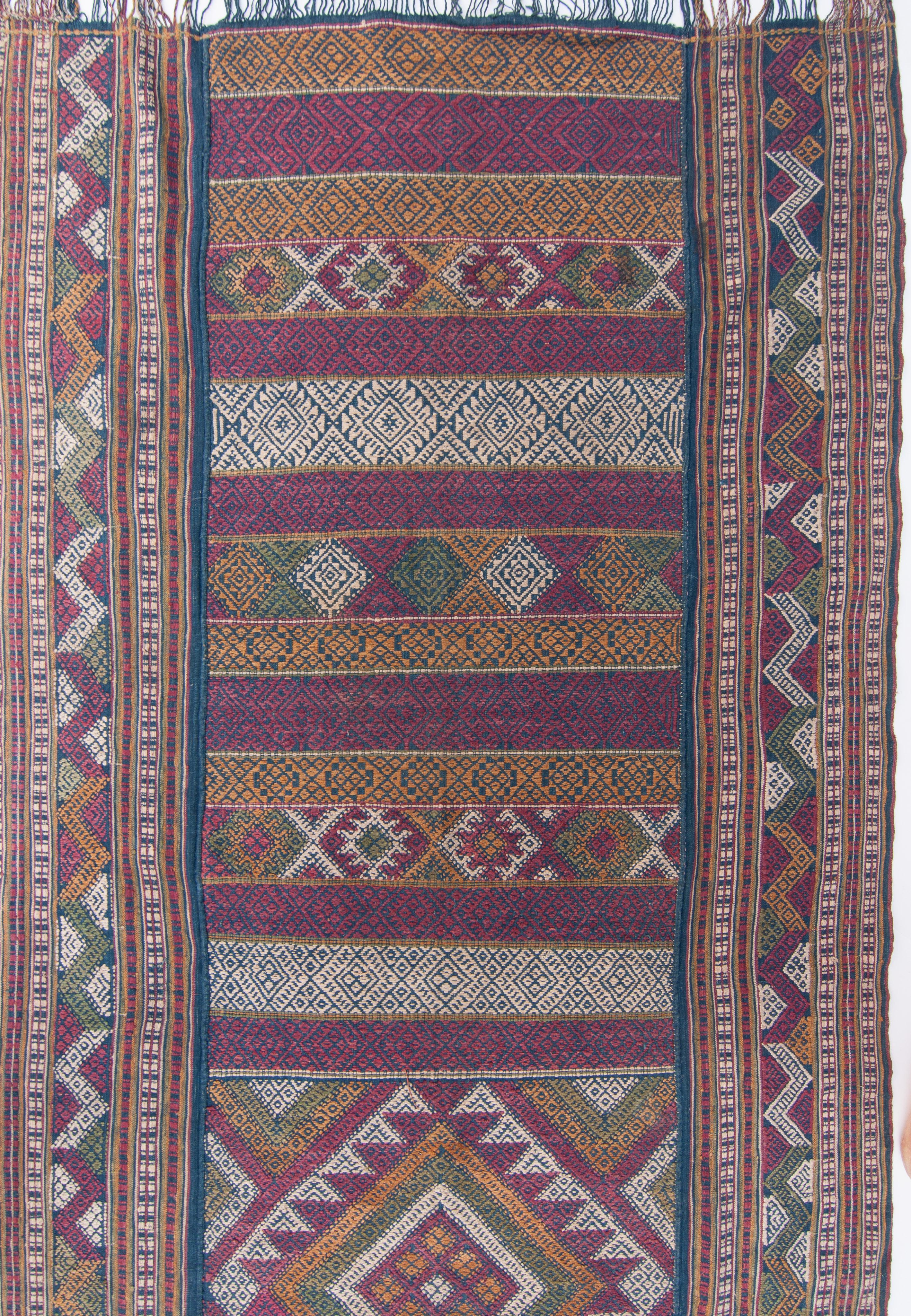 Tribal Vintage Bhutanese Ceremonial Silk Textile, Chagsi Pangkheb, Early 20th Century