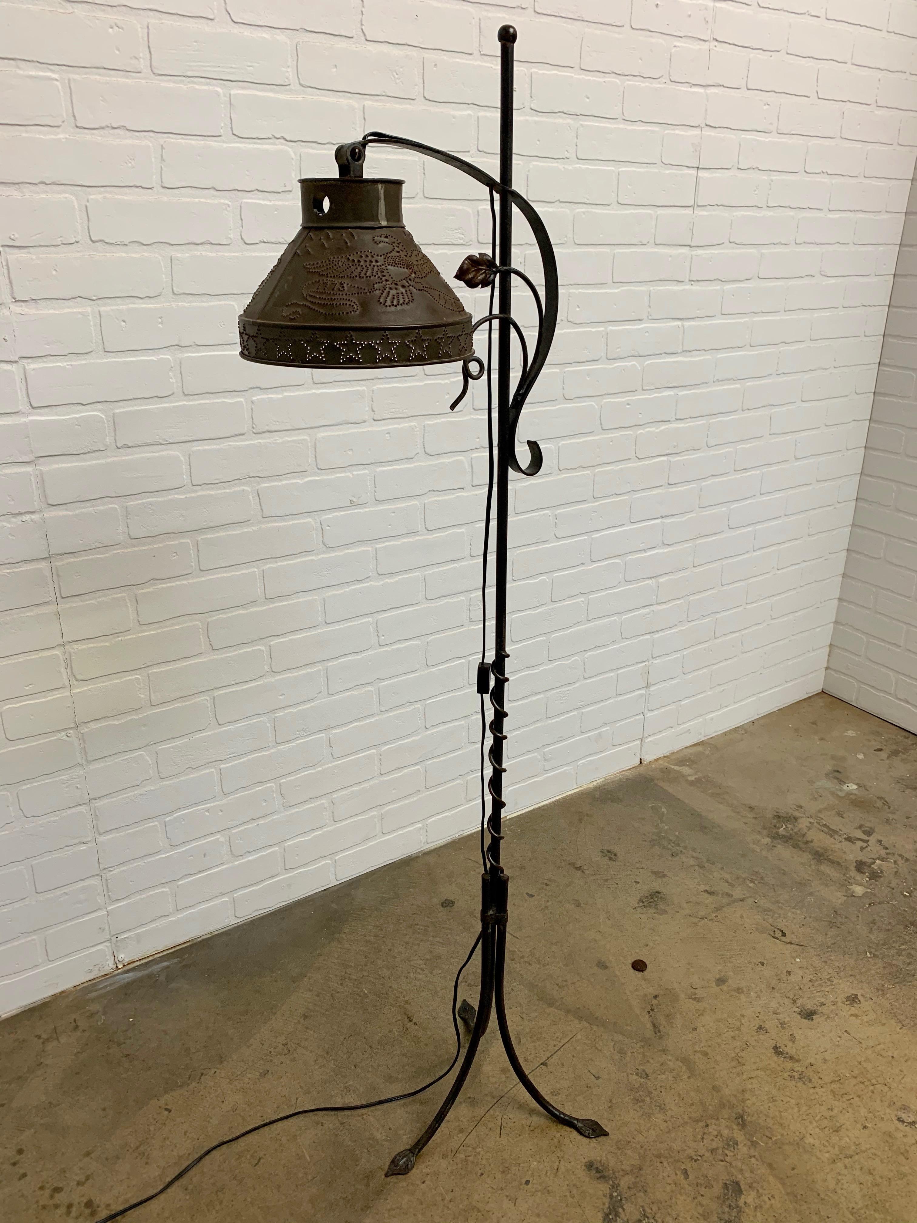 Vintage Bi-Centennial Punched Tin Floor lamp by R.L. Strong 3