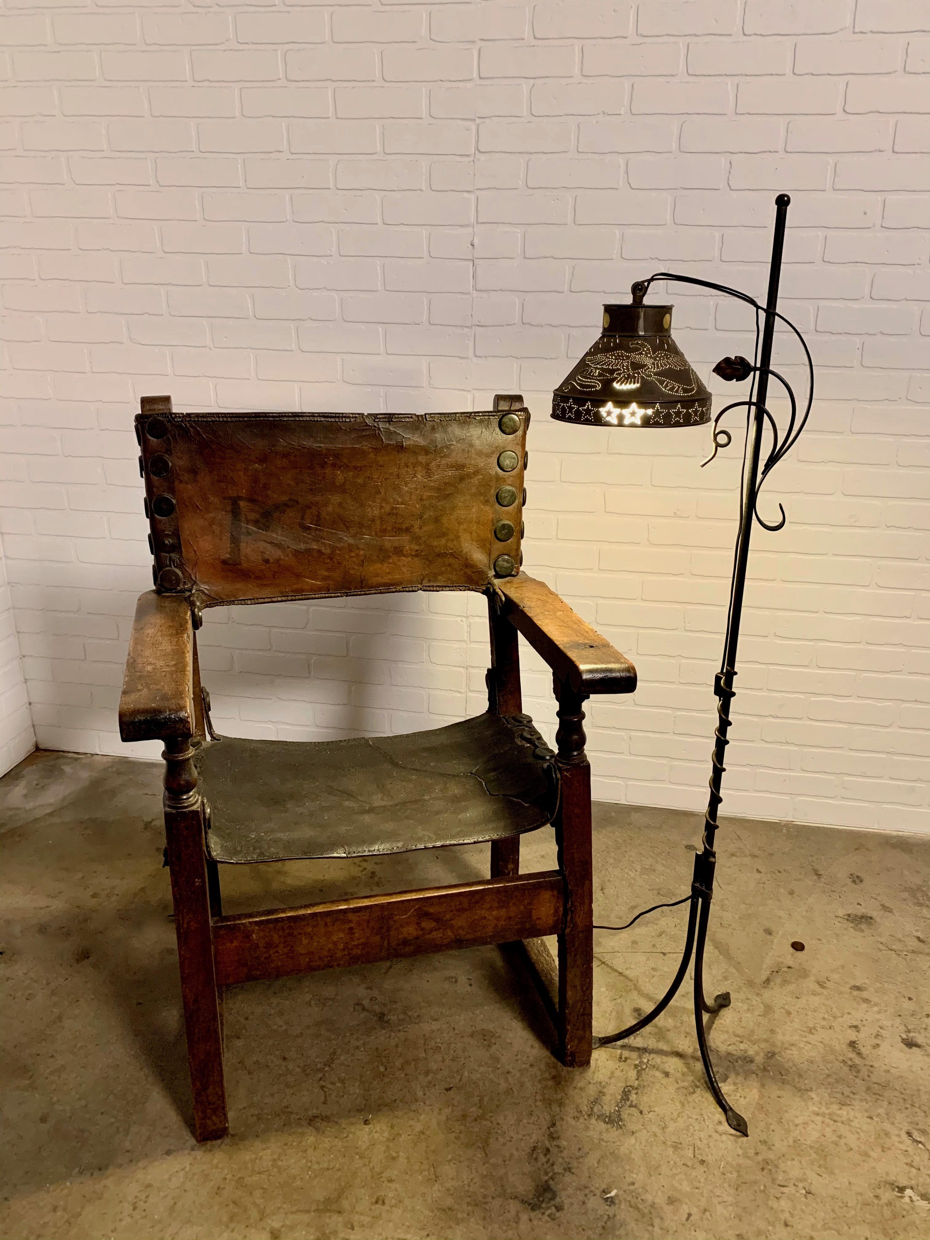 20th Century Vintage Bi-Centennial Punched Tin Floor lamp by R.L. Strong
