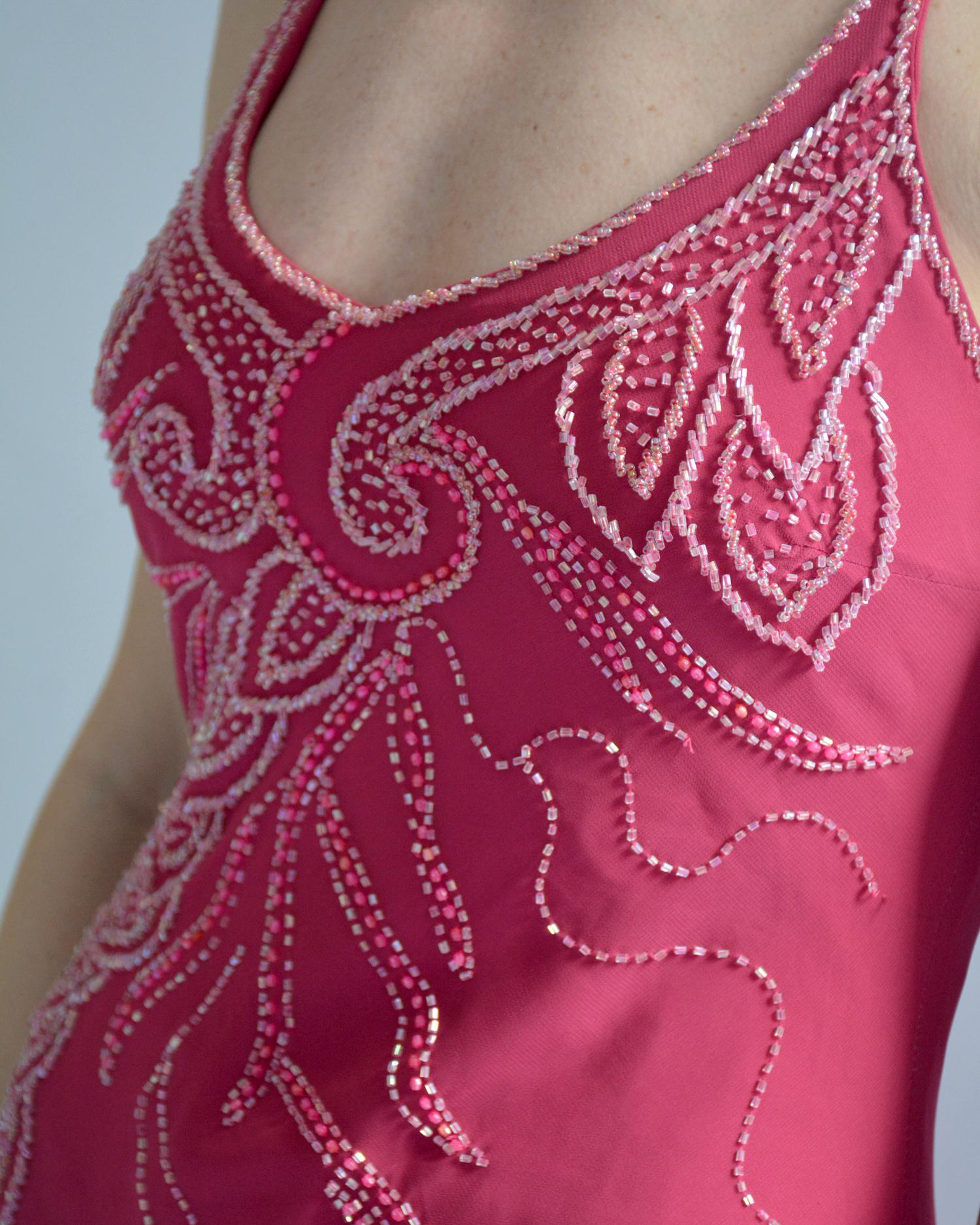 Brown Vintage Bias-Cut Open-Back Beaded Mermaid Gown For Sale