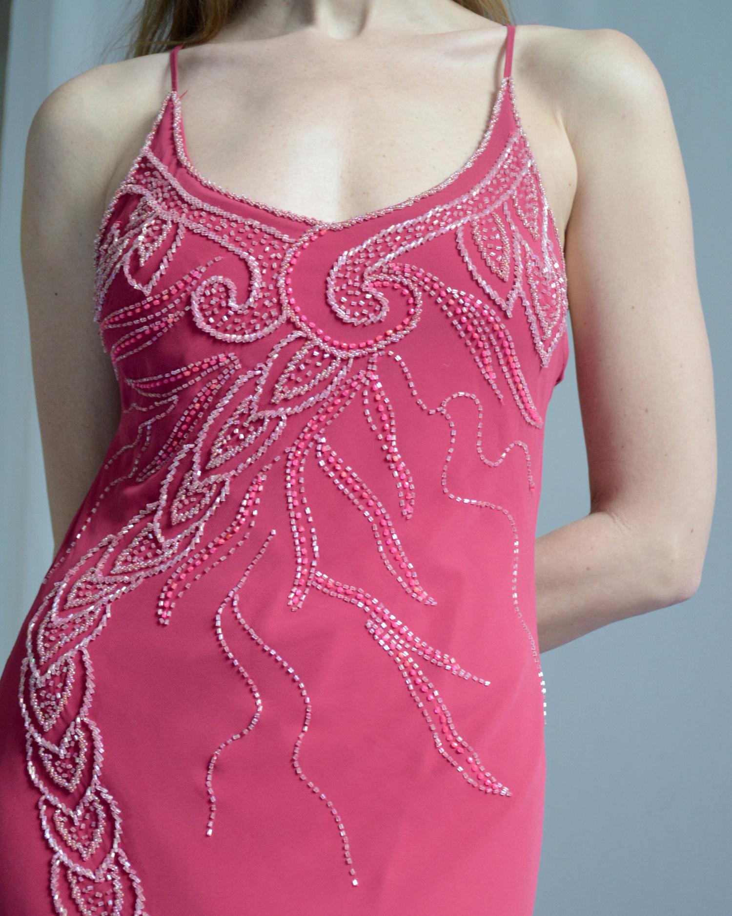 Women's Vintage Bias-Cut Open-Back Beaded Mermaid Gown For Sale