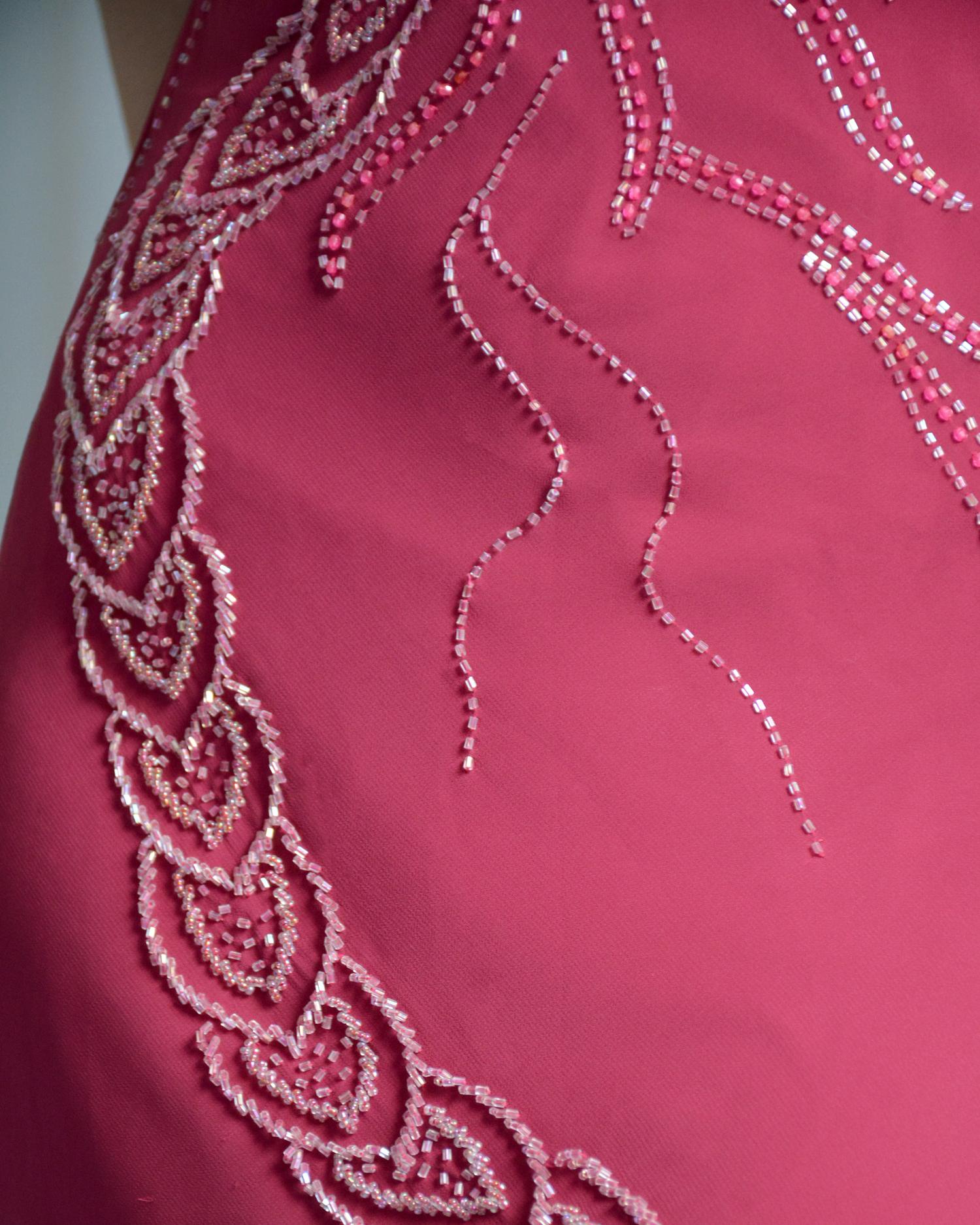 Vintage Bias-Cut Open-Back Beaded Mermaid Gown For Sale 1