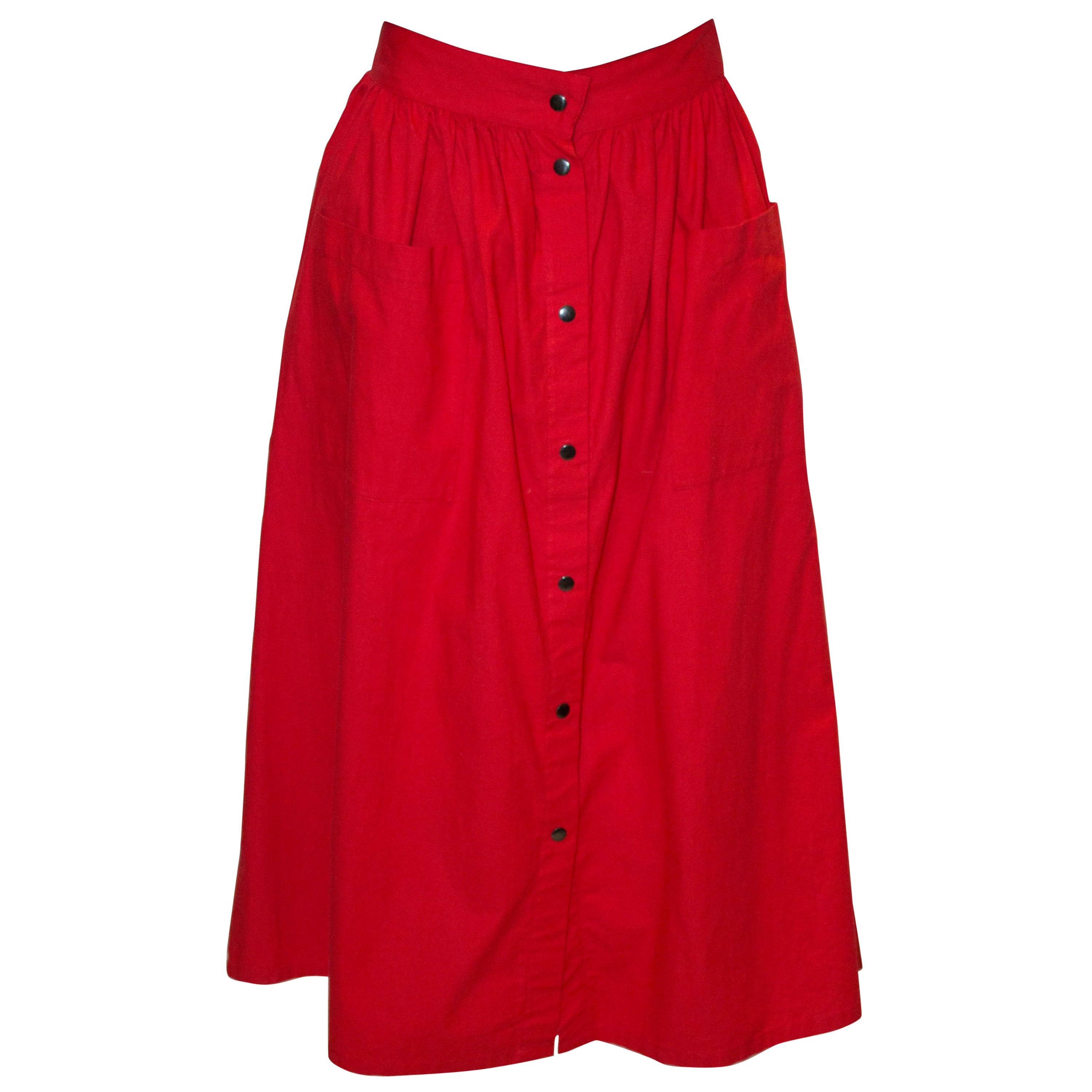 Vintage Biba Cotton Skirt with Pockets