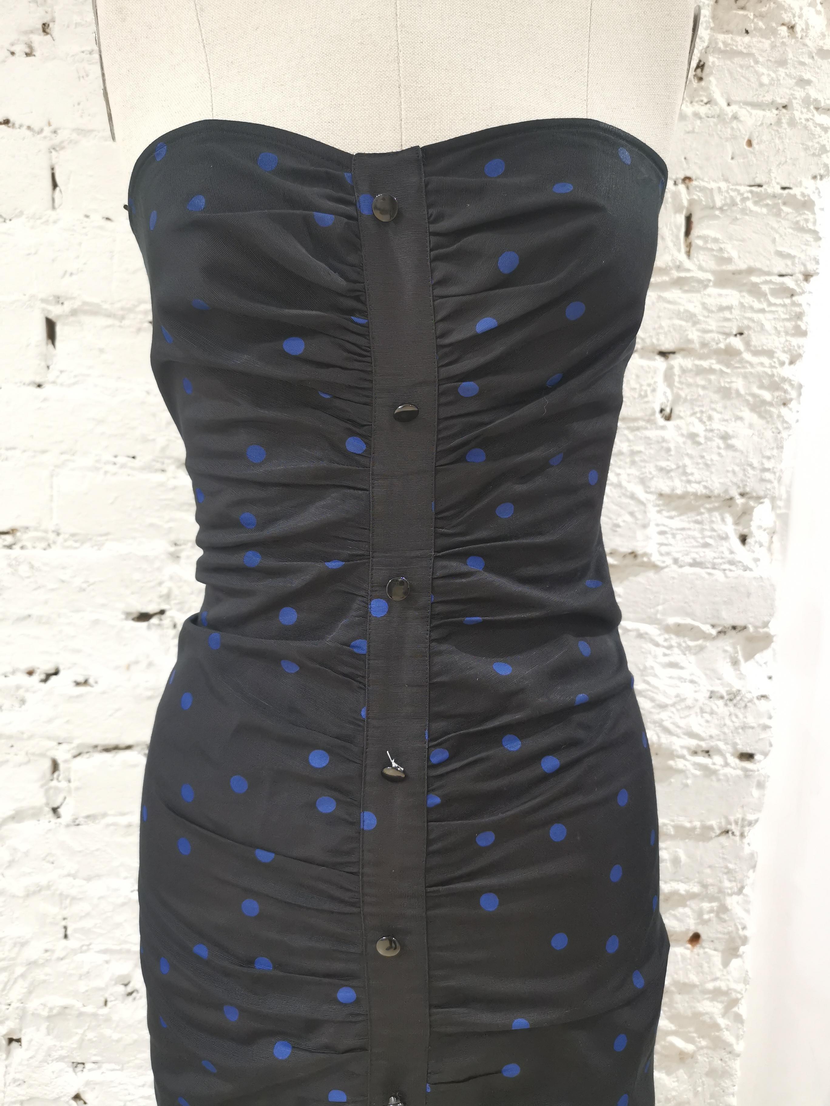 Vintage Bibi la Luna black blue pois dress
size M