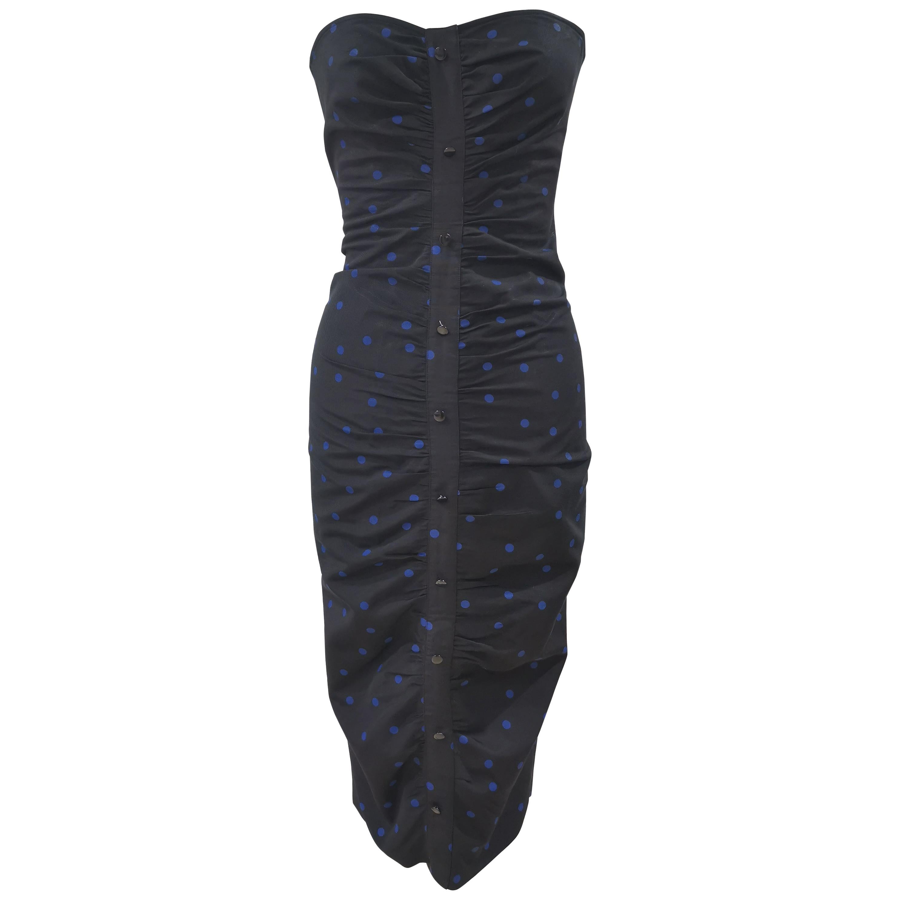 Vintage Bibi la Luna black blue pois dress