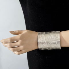 Vintage BICHE de BERE Figural Abstract Wide Silver Cuff Bracelet