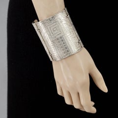Vintage BICHE de BERE Geometric Abstract Wide Silver Cuff Bracelet