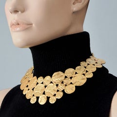 Vintage BICHE DE BERE gehämmert Runde Muster Kragen Choker Halskette