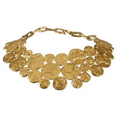 Vintage BICHE DE BERE Collier ras du cou à motif rond martelé