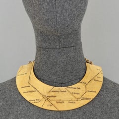 Vintage BICHE DE BERE Modernist Underground Map Novelty Wide Choker Necklace