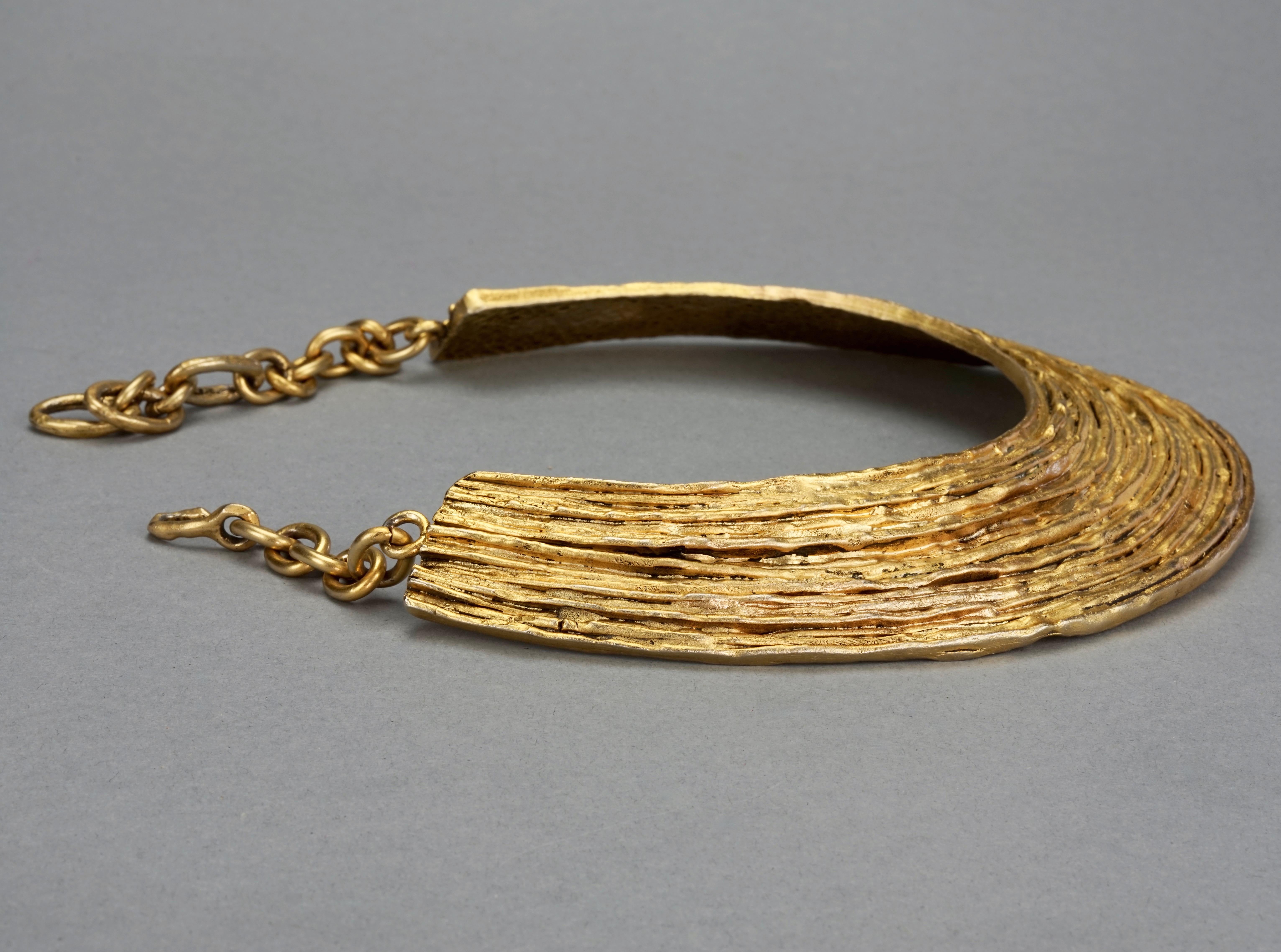 Women's Vintage BICHE DE BERE Ribbed Patinated Collar Choker Necklace