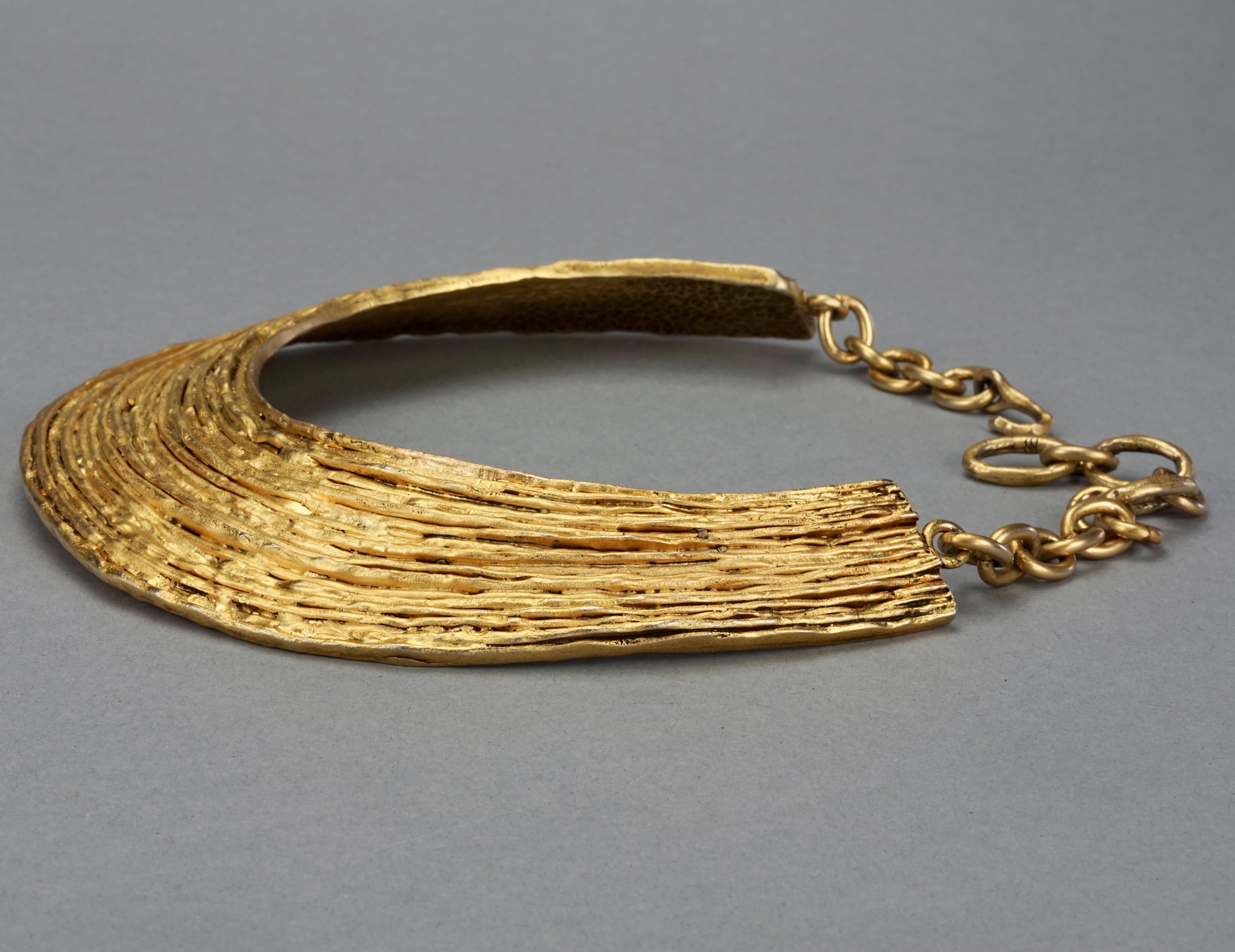 Vintage BICHE DE BERE Ribbed Patinated Collar Choker Necklace 1