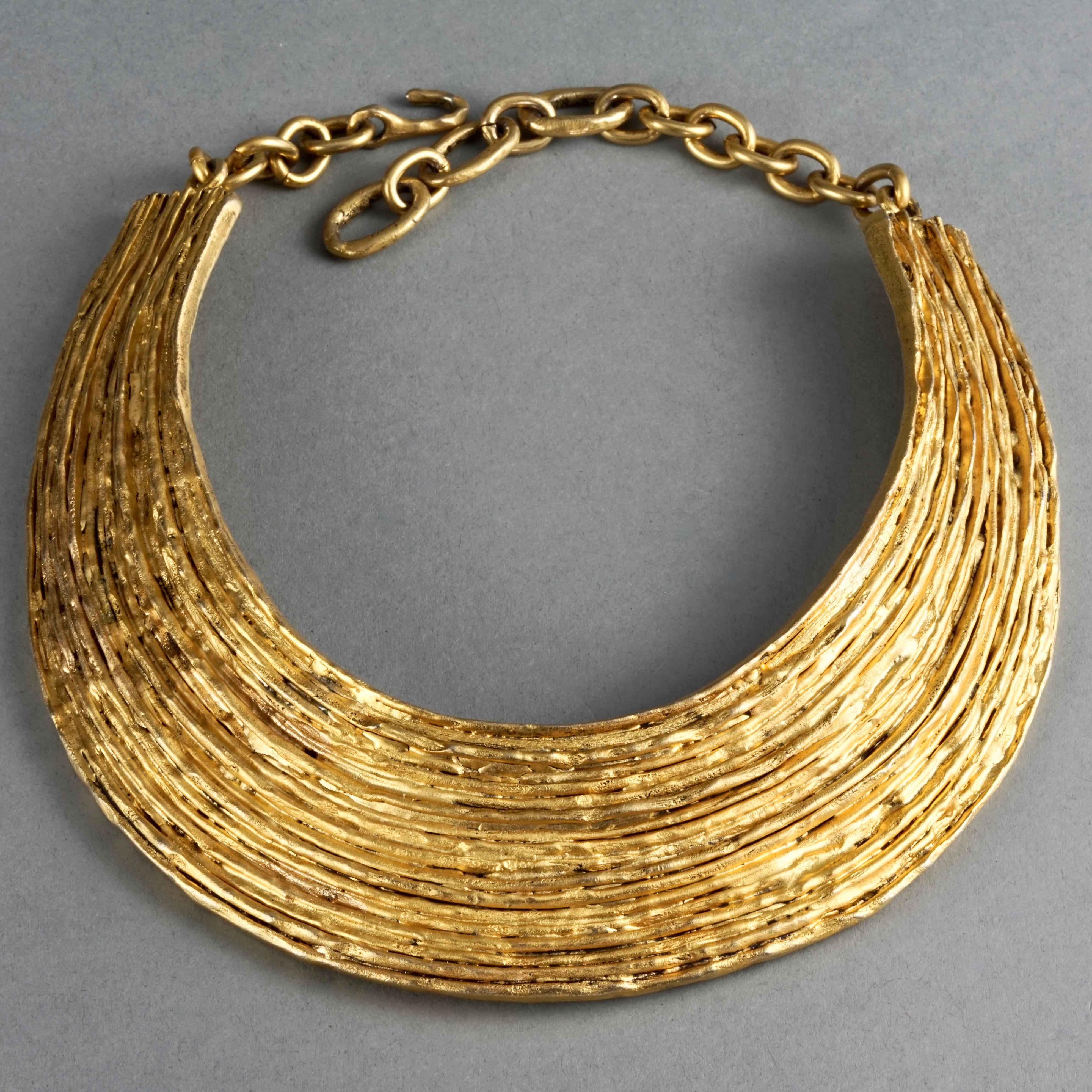 Vintage BICHE DE BERE Ribbed Patinated Collar Choker Necklace 2