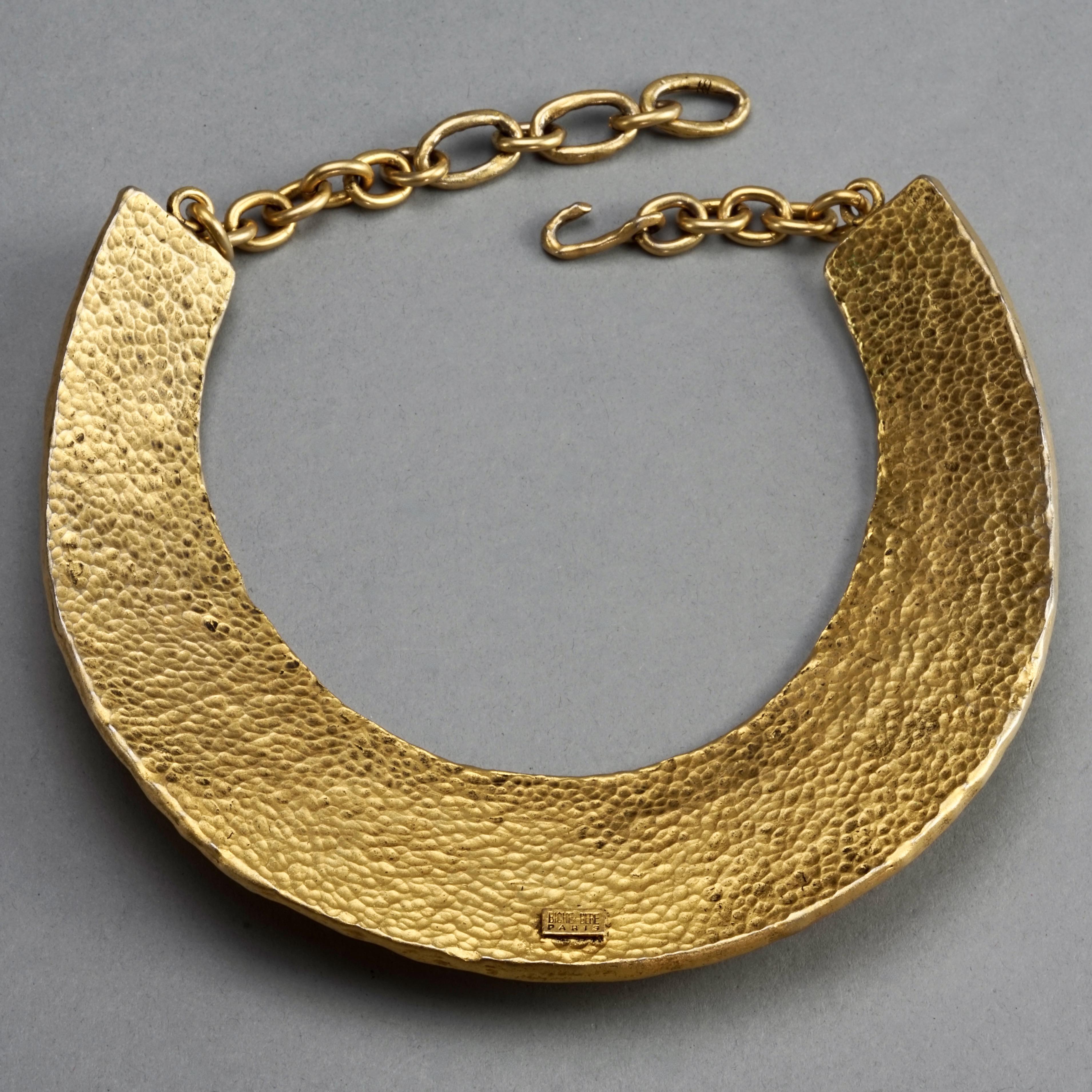 Vintage BICHE DE BERE Ribbed Patinated Collar Choker Necklace 3