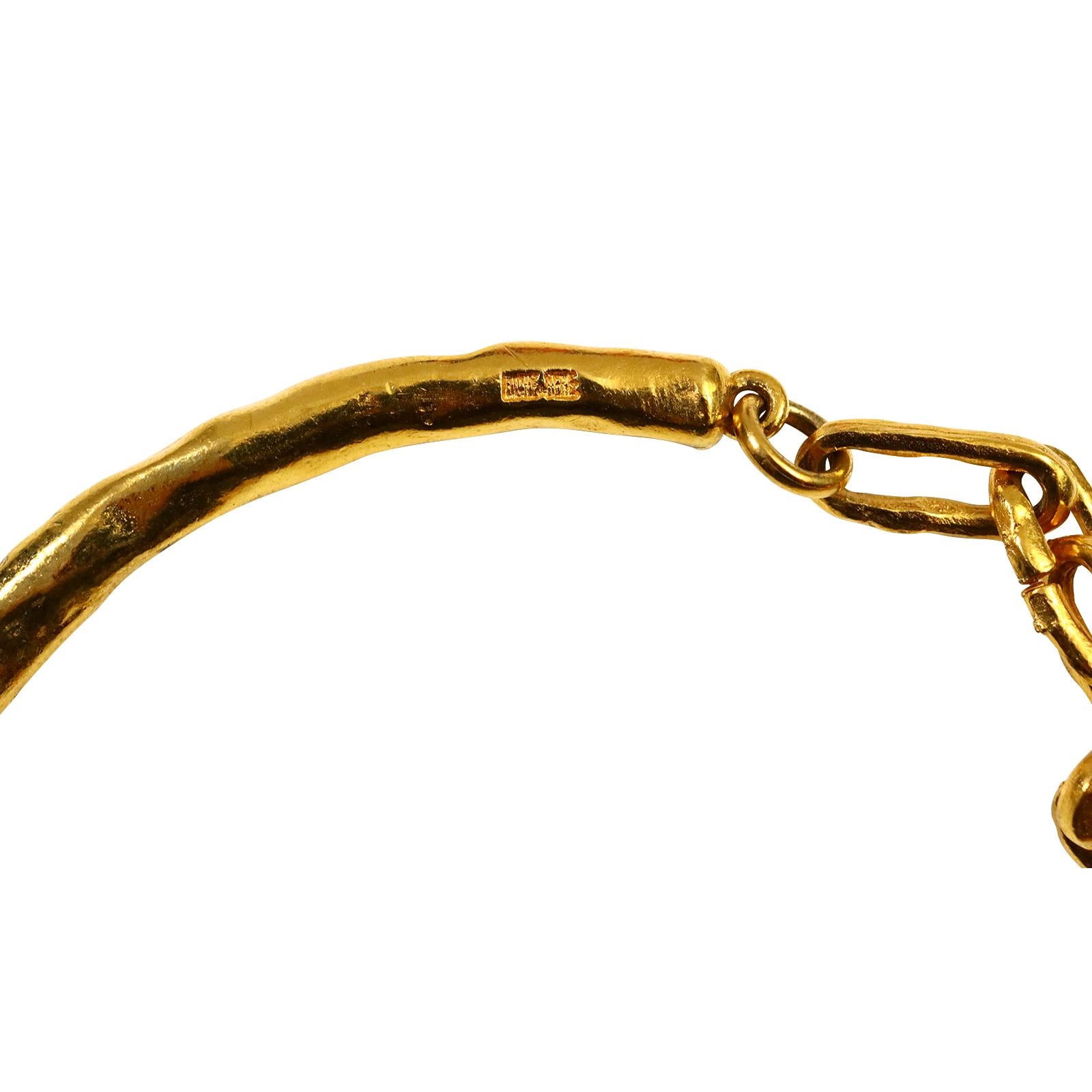 Modern Vintage Biche De Berre Rigid Gold Tone Choker Circa 1980s For Sale