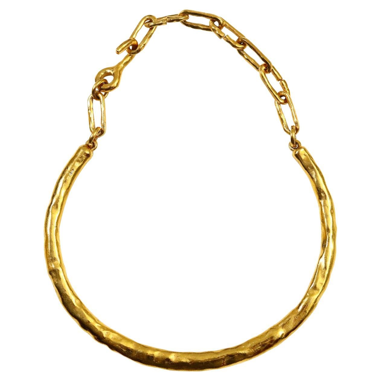 Vintage Biche De Berre Rigid Gold Tone Choker Circa 1980s