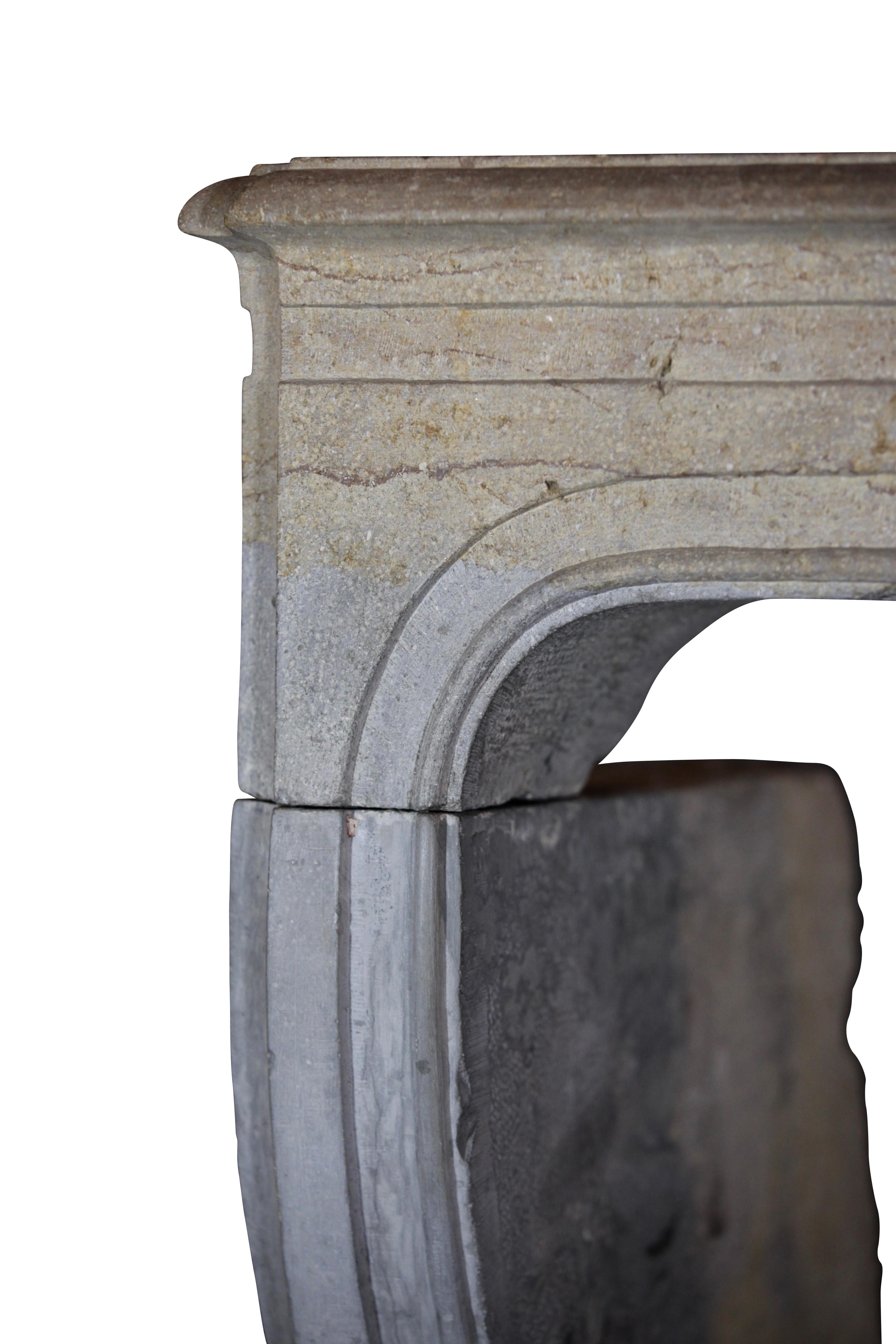 Vintage Bicolor French Country Original Antique Fireplace Surround For Sale 3