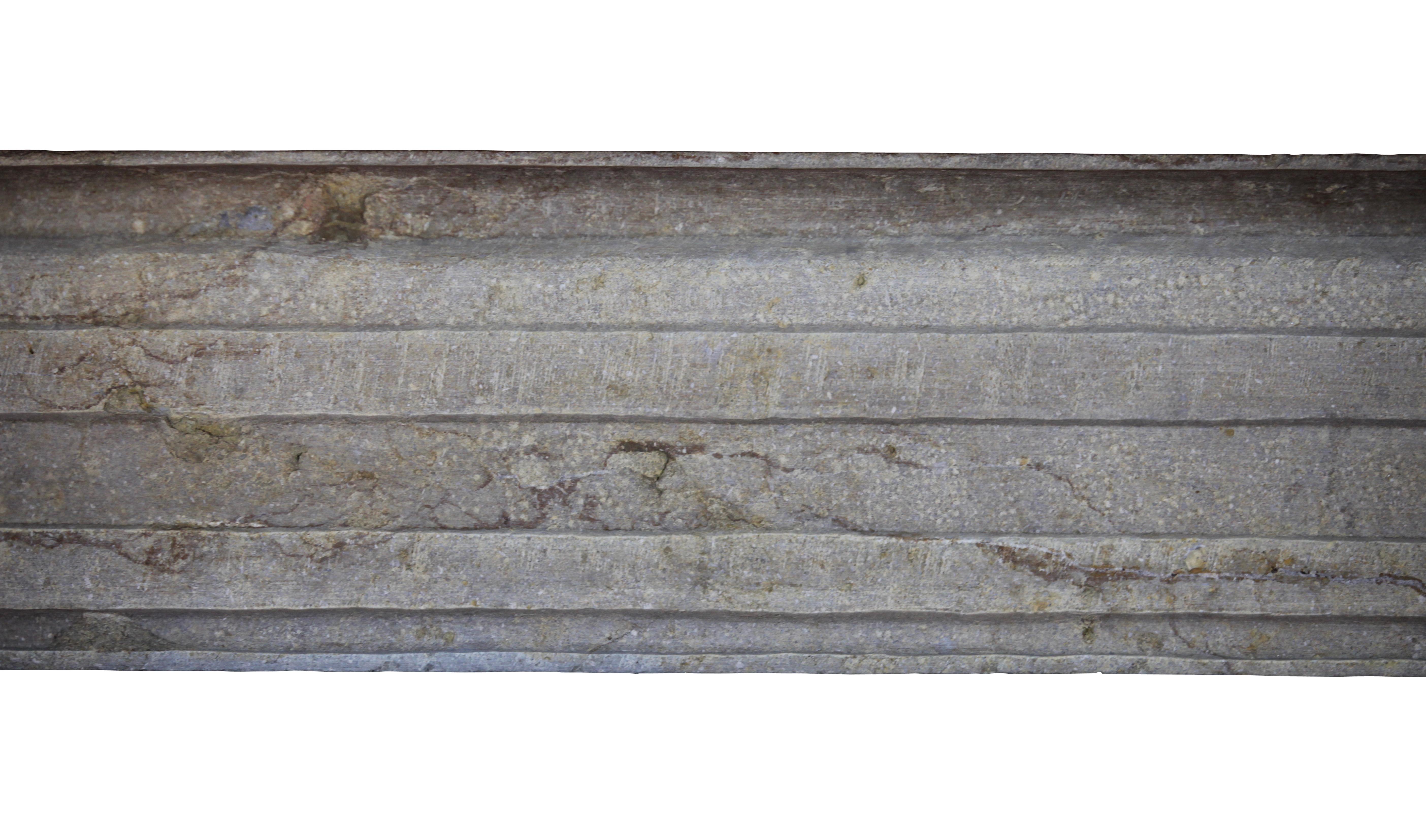 Vintage Bicolor French Country Original Antique Fireplace Surround For Sale 5