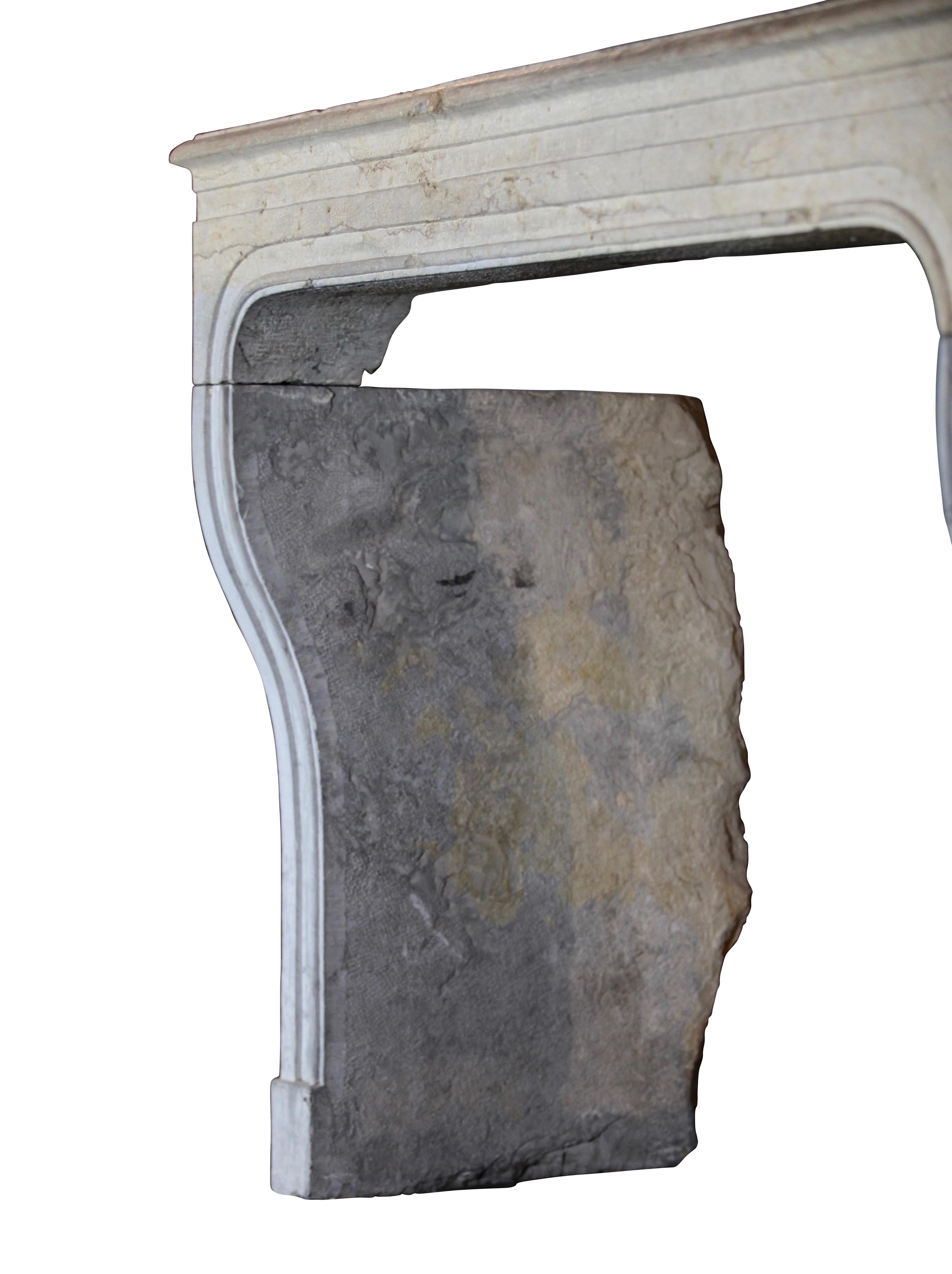 Vintage Bicolor French Country Original Antique Fireplace Surround For Sale 1