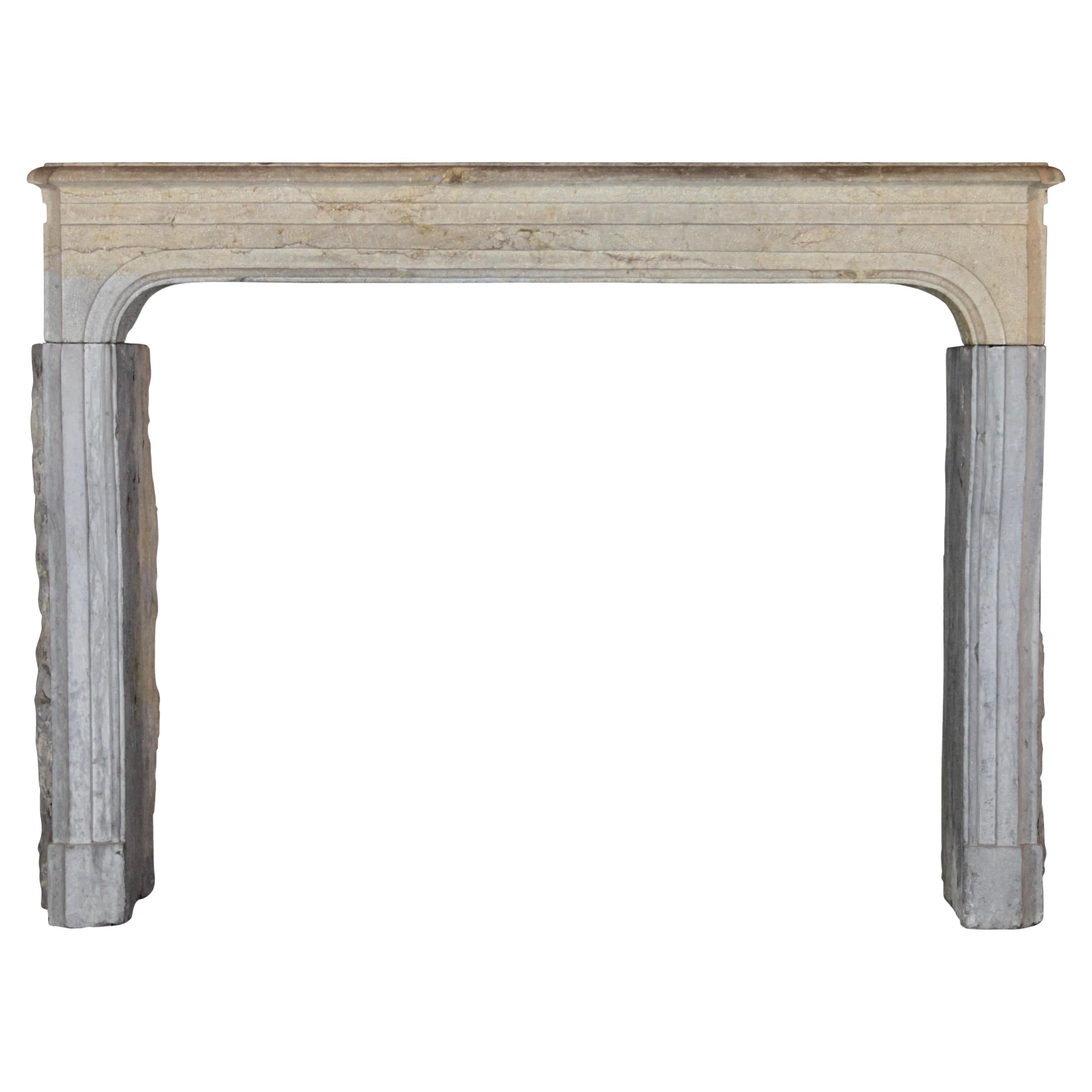 Vintage Bicolor French Country Original Antique Fireplace Surround