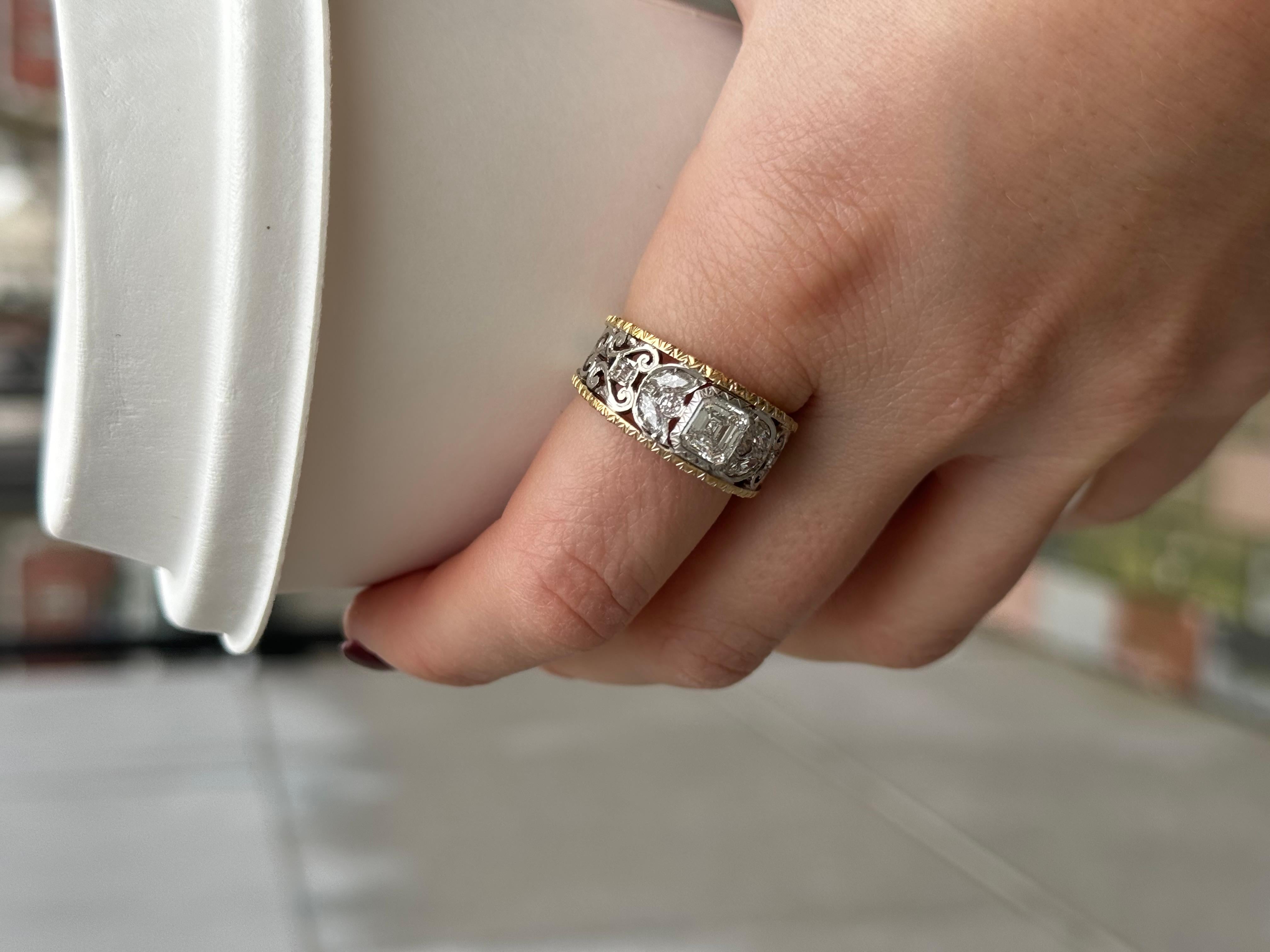Vintage Zweifarbiger GIA-zertifizierter 1 Karat Diamantring im Angebot 2