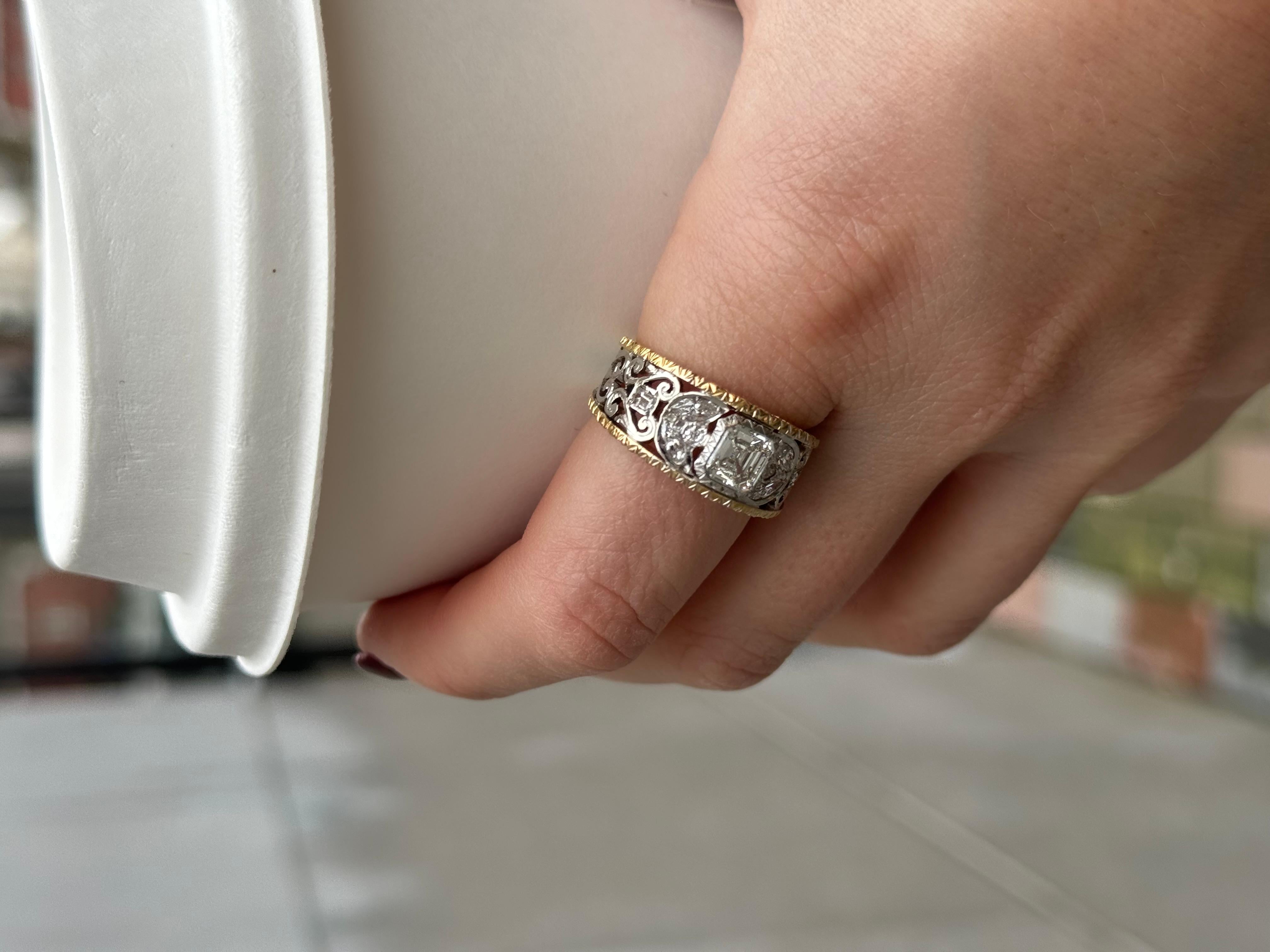 Vintage Zweifarbiger GIA-zertifizierter 1 Karat Diamantring im Angebot 3