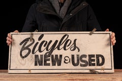 Vintage “Bicycles New & Used” Double-Sided Hand-Painted Shop Sign
