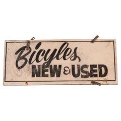 Vintage “Bicycles New & Used” Double-Sided Hand-Painted Shop Sign