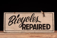 Vintage “Bicycles Repaired” Double-Sided Hand-Painted Shop Sign