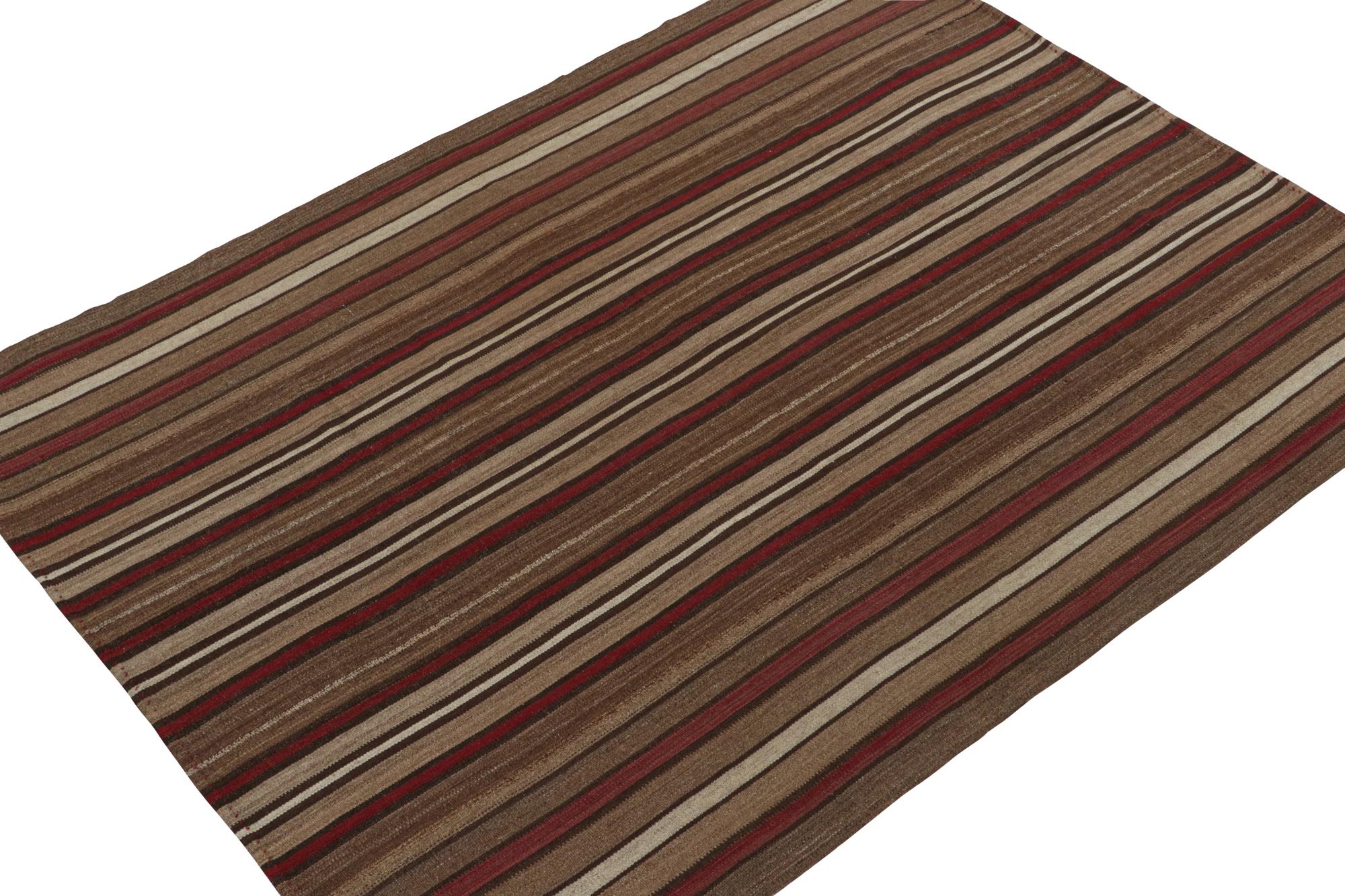 Tribal Kilim persan vintage Bidjar Palas en beige-brun et rayures rouges par Rug & Kilim en vente