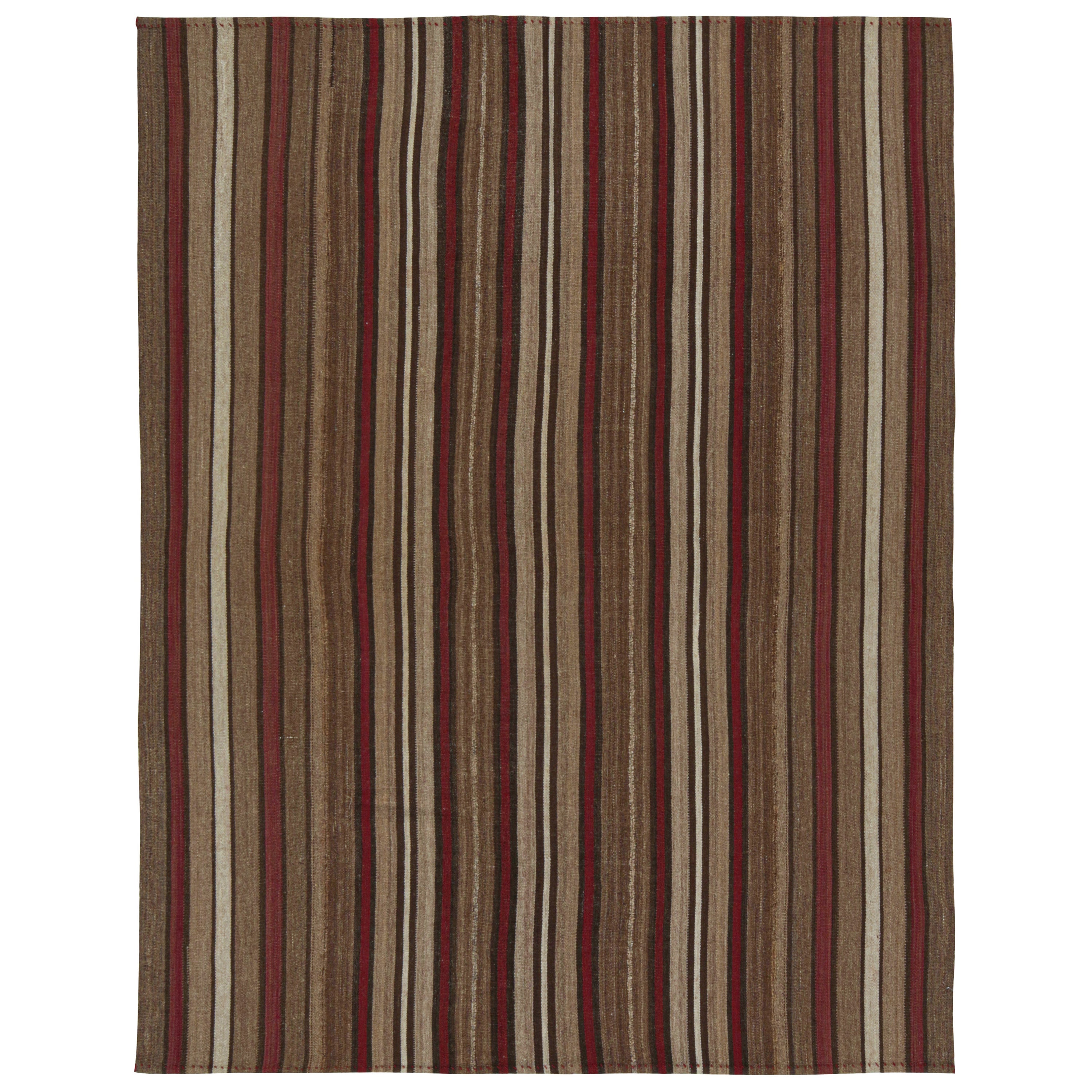 Bidjar Palas Persischer Kelim in Beige-Braun und Rot gestreiften Streifen von Teppich & Kilim