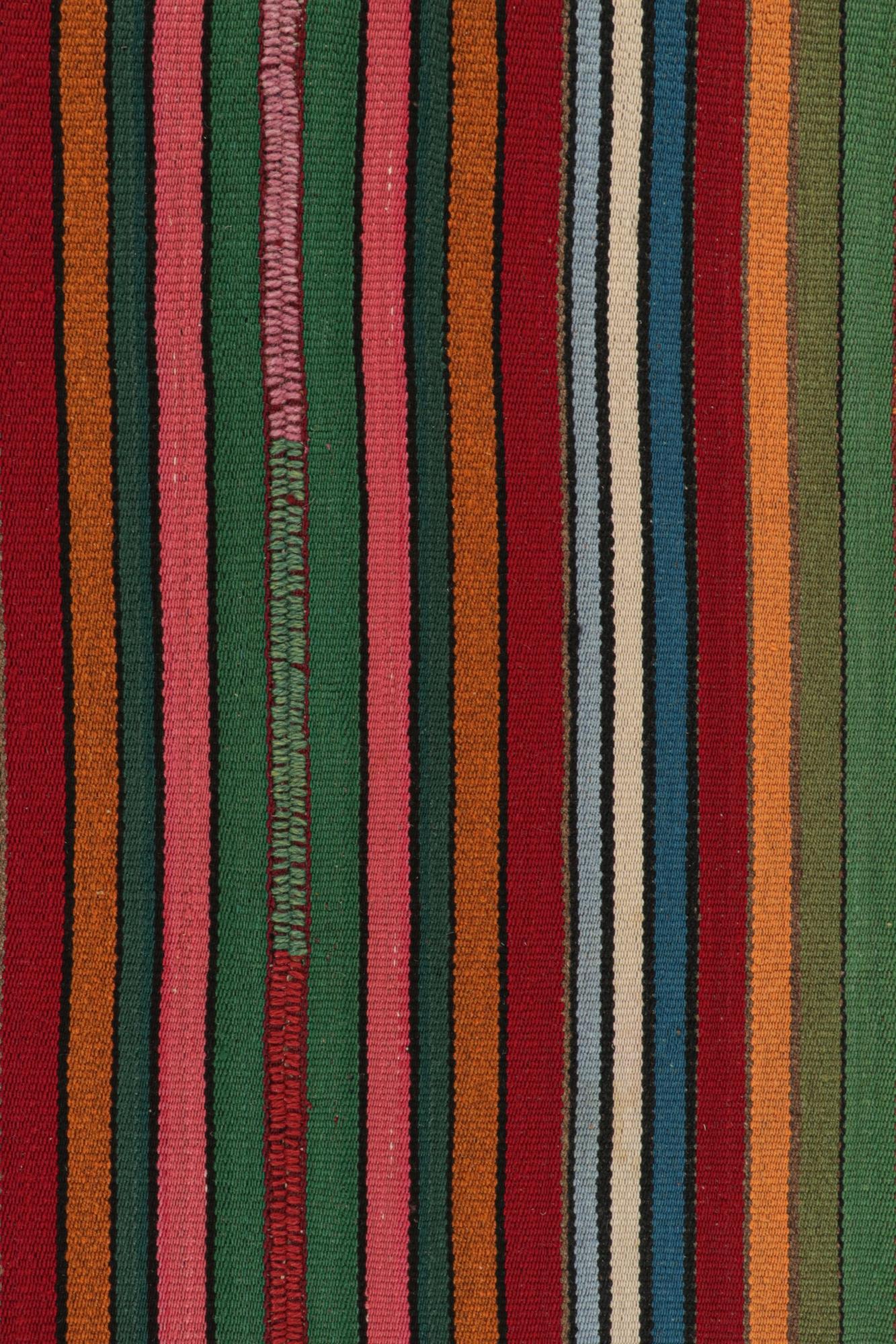 Tribal Vintage Bidjar Persian Jajim Kilim in Polychromatic Stripes For Sale