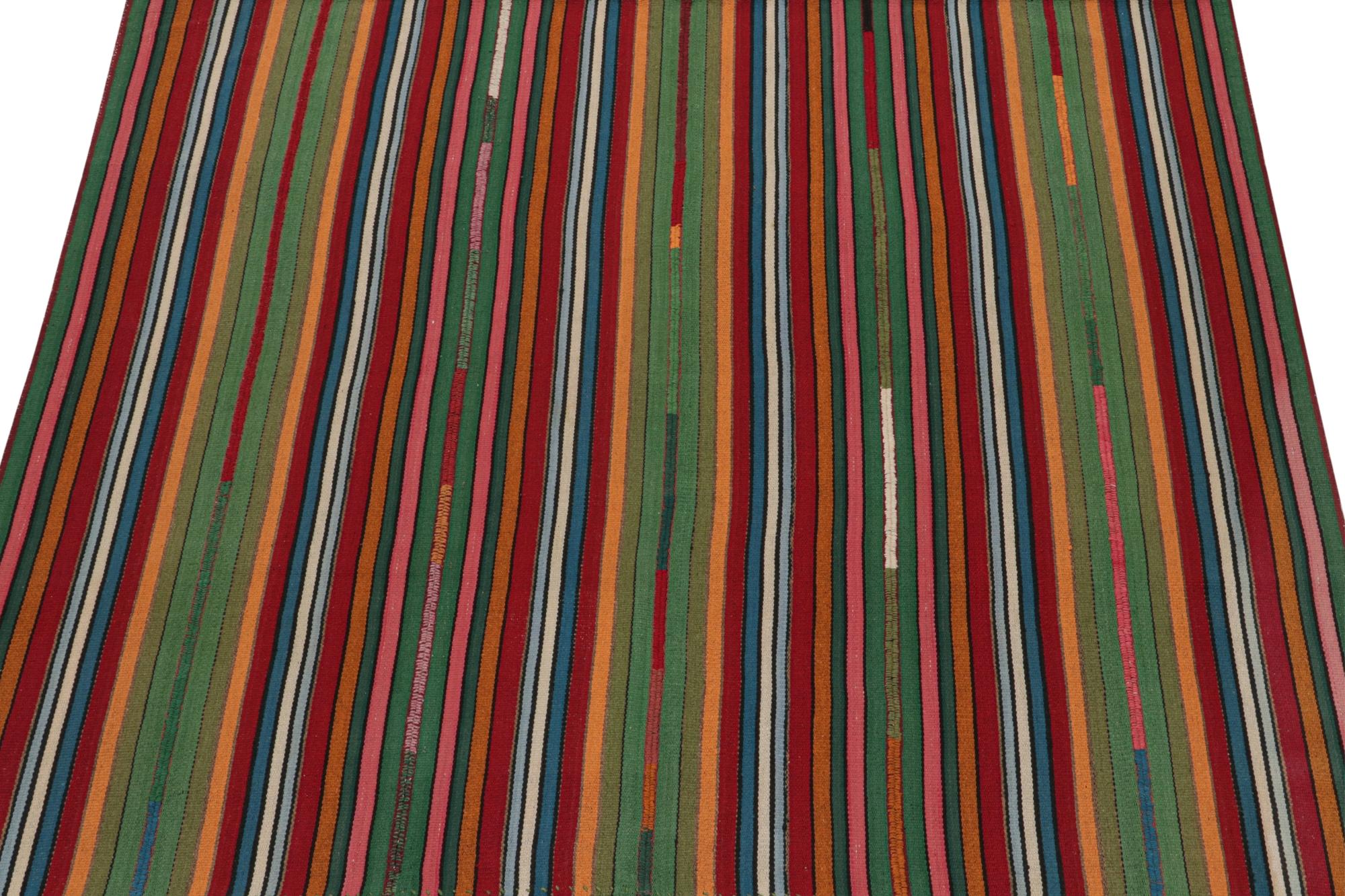 Vintage Bidjar Persian Jajim Kilim in Polychromatic Stripes In Good Condition For Sale In Long Island City, NY