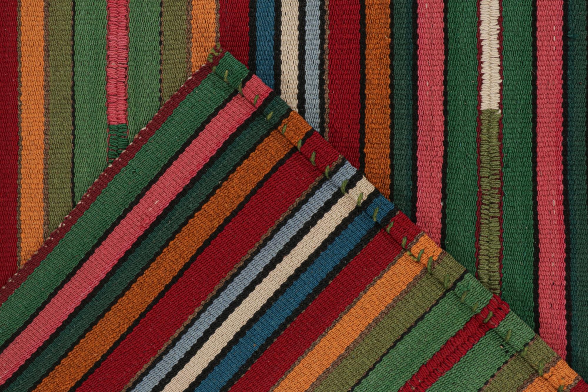 Wool Vintage Bidjar Persian Jajim Kilim in Polychromatic Stripes For Sale