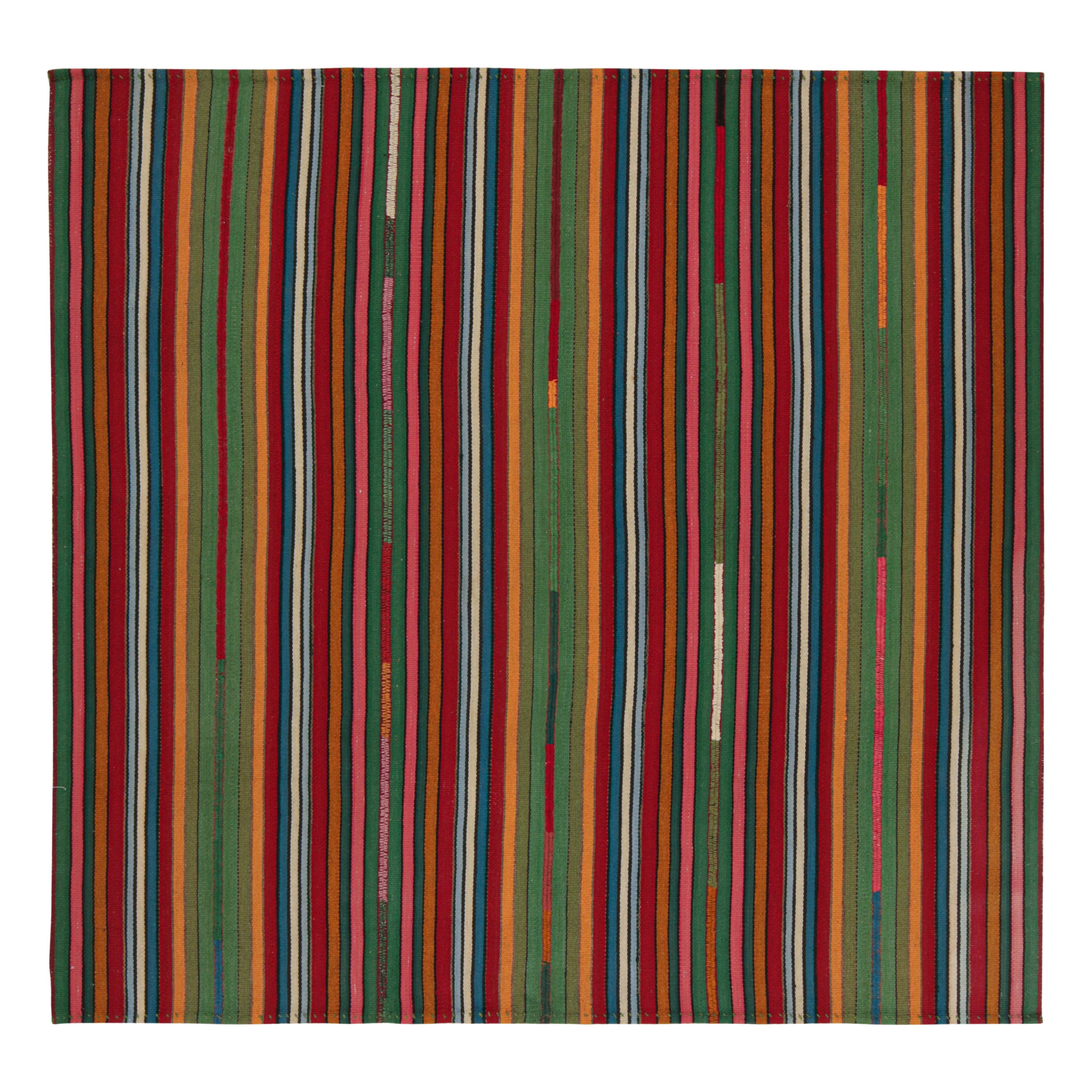 Vintage Bidjar Persian Jajim Kilim in Polychromatic Stripes