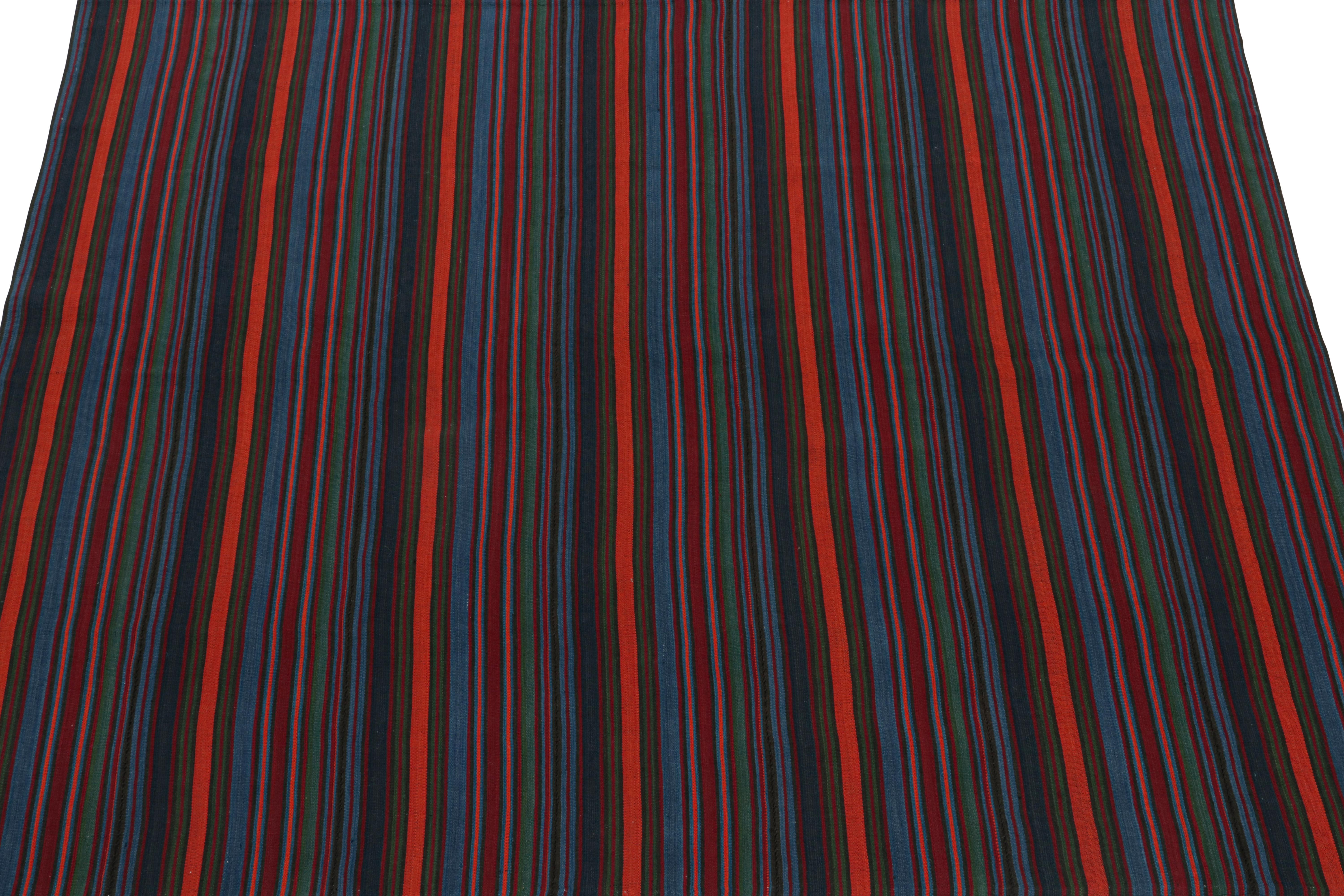Vintage Bidjar Persian Jajim Kilim with Multicolor Stripes In Good Condition For Sale In Long Island City, NY