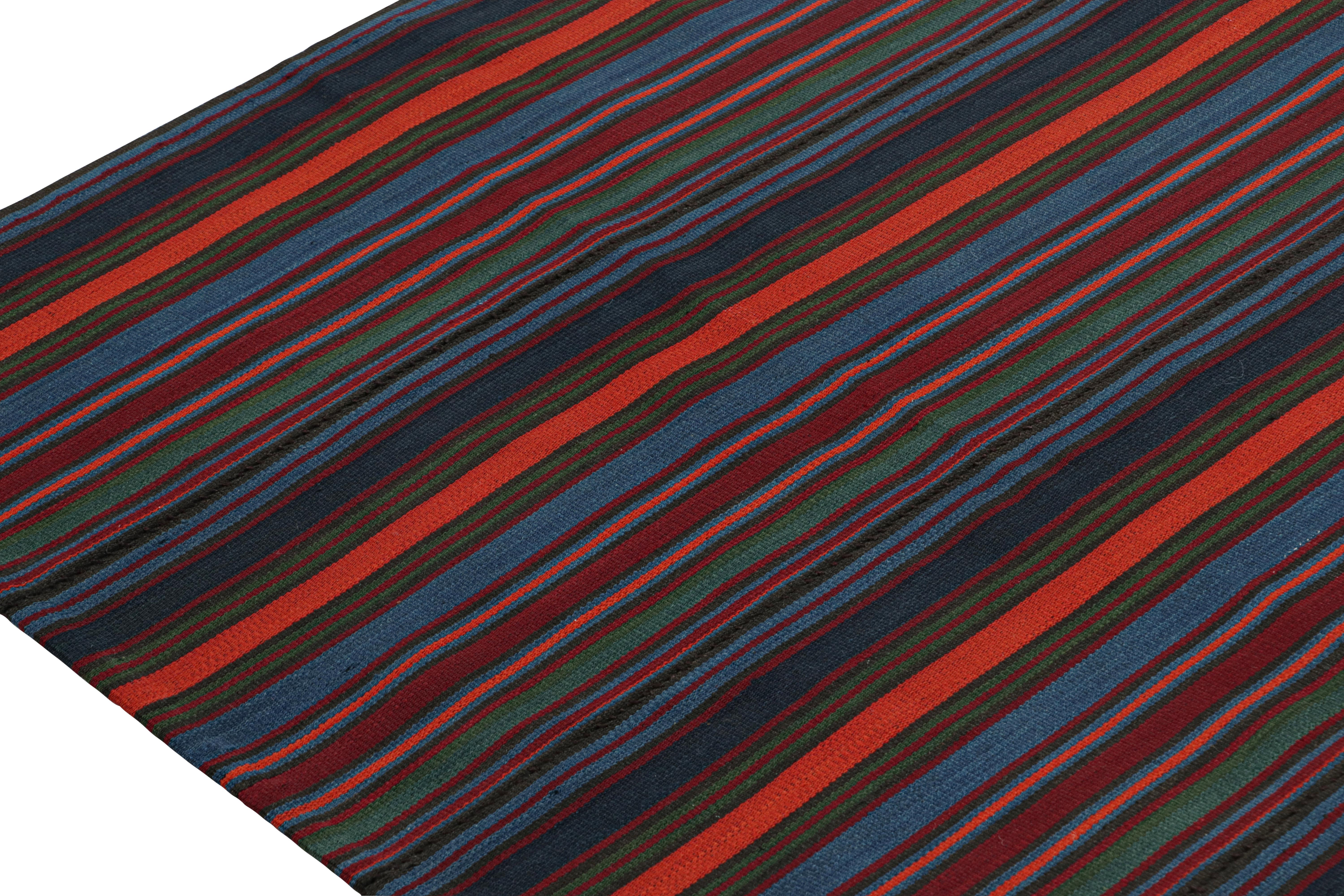 Mid-20th Century Vintage Bidjar Persian Jajim Kilim with Multicolor Stripes For Sale