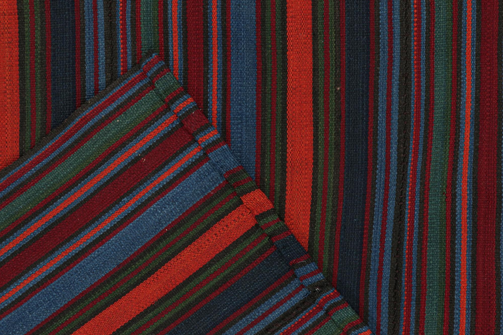 Wool Vintage Bidjar Persian Jajim Kilim with Multicolor Stripes For Sale