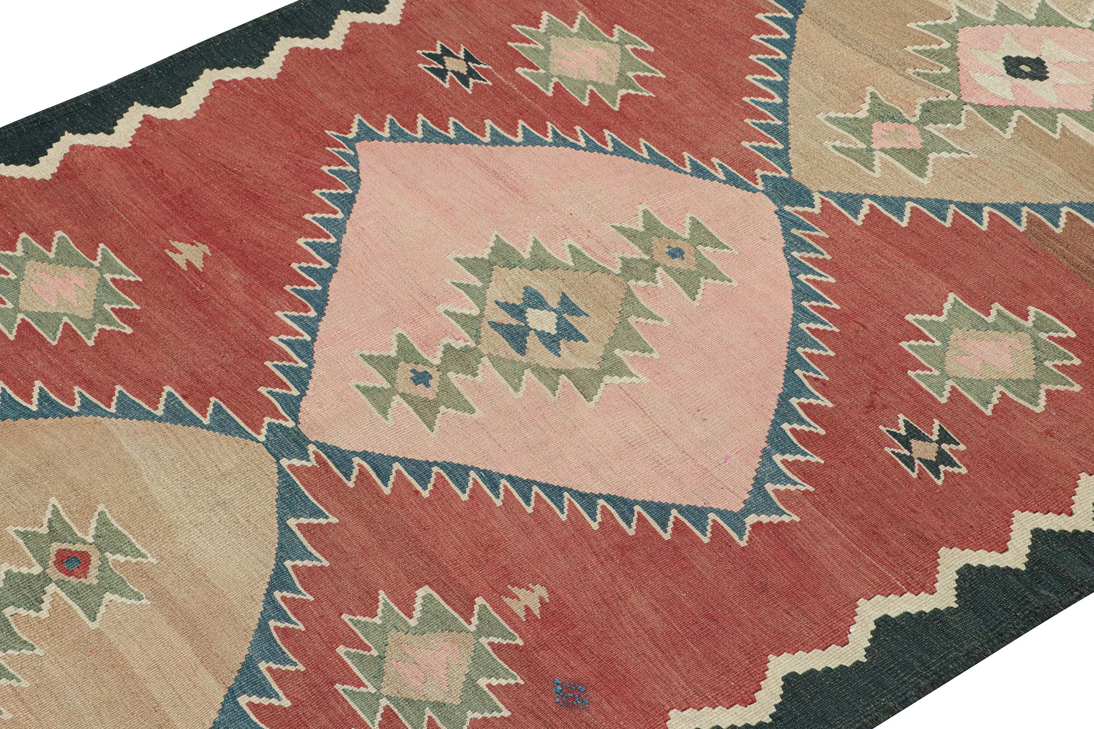 Hand-Knotted Vintage Bidjar Persian Kilim in Red with Medallions For Sale
