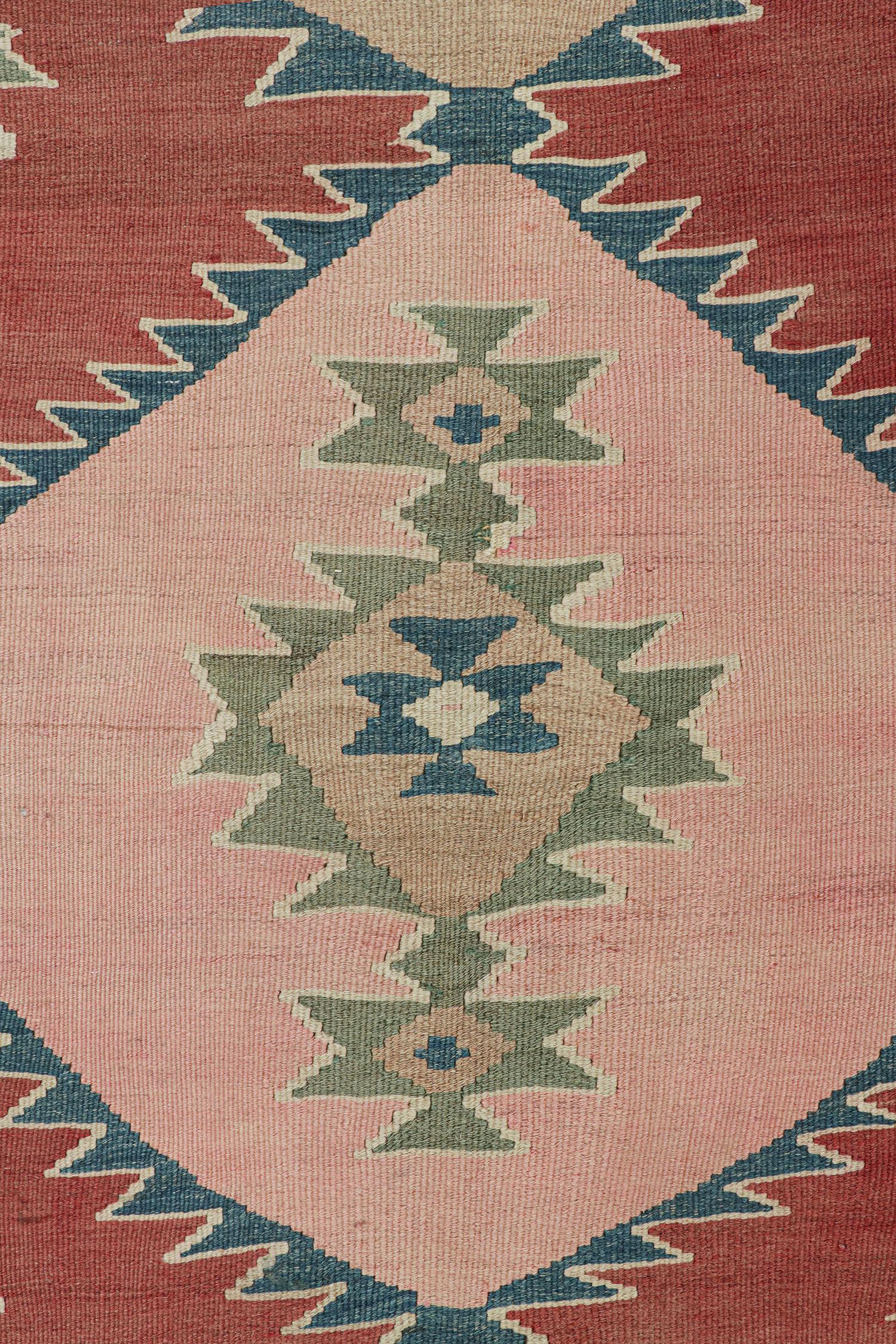 Mid-20th Century Vintage Bidjar Persian Kilim in Red with Medallions For Sale