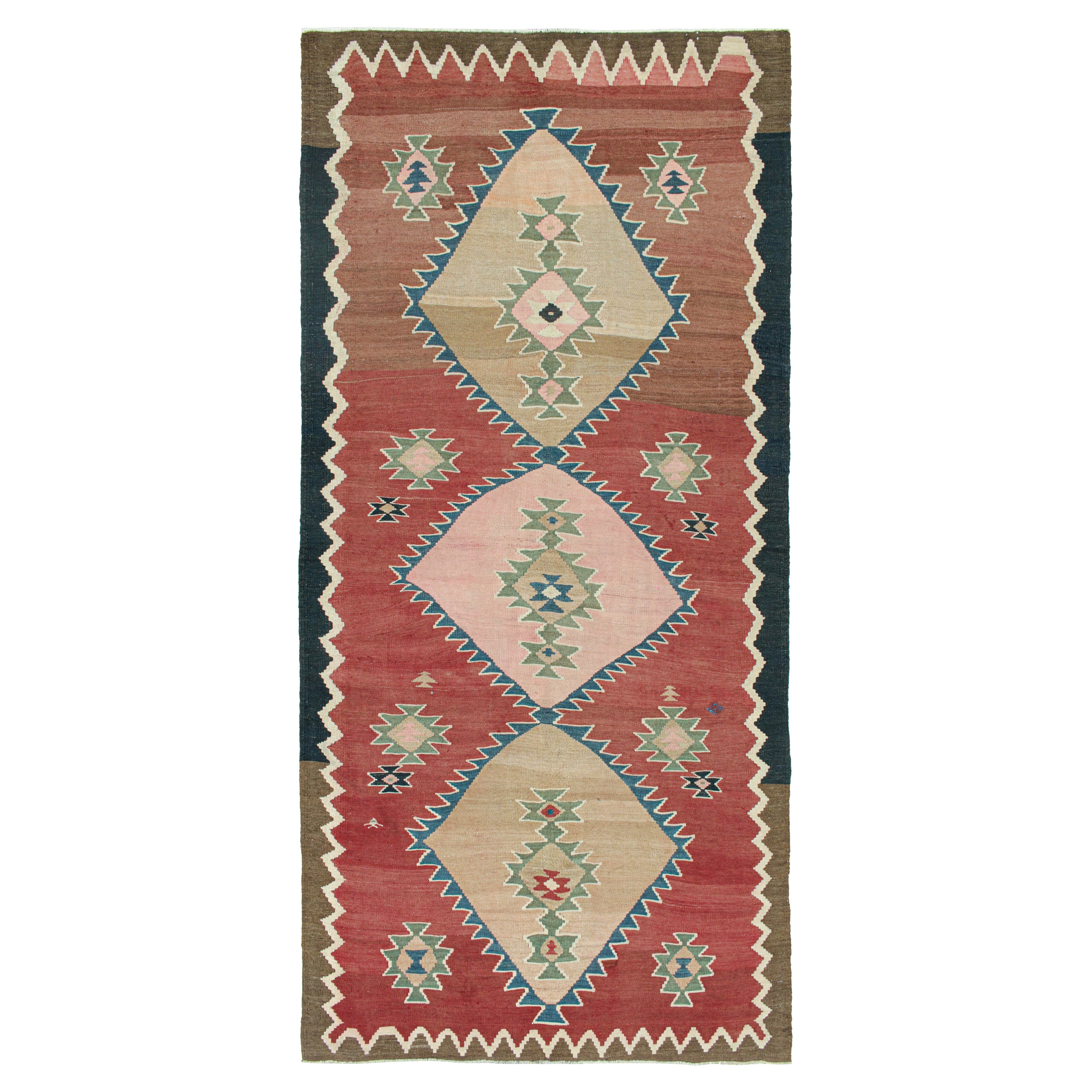 Kilim persiano vintage Bidjar rosso con medaglioni
