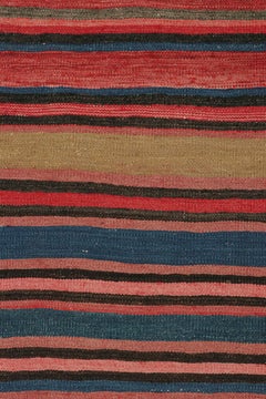 Vintage Bidjar Persian Kilim in Red with Multicolor Stripes