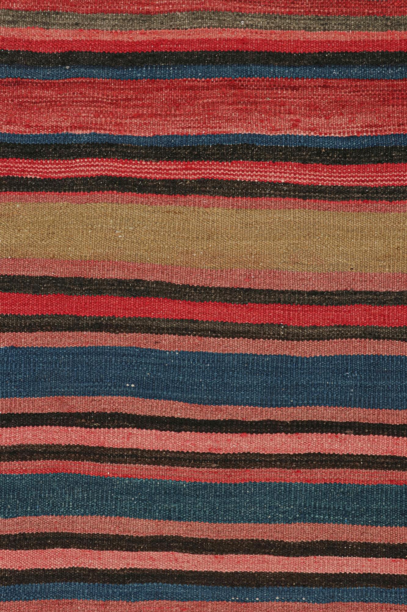 Tribal Vintage Bidjar Persian Kilim in Red with Multicolor Stripes For Sale