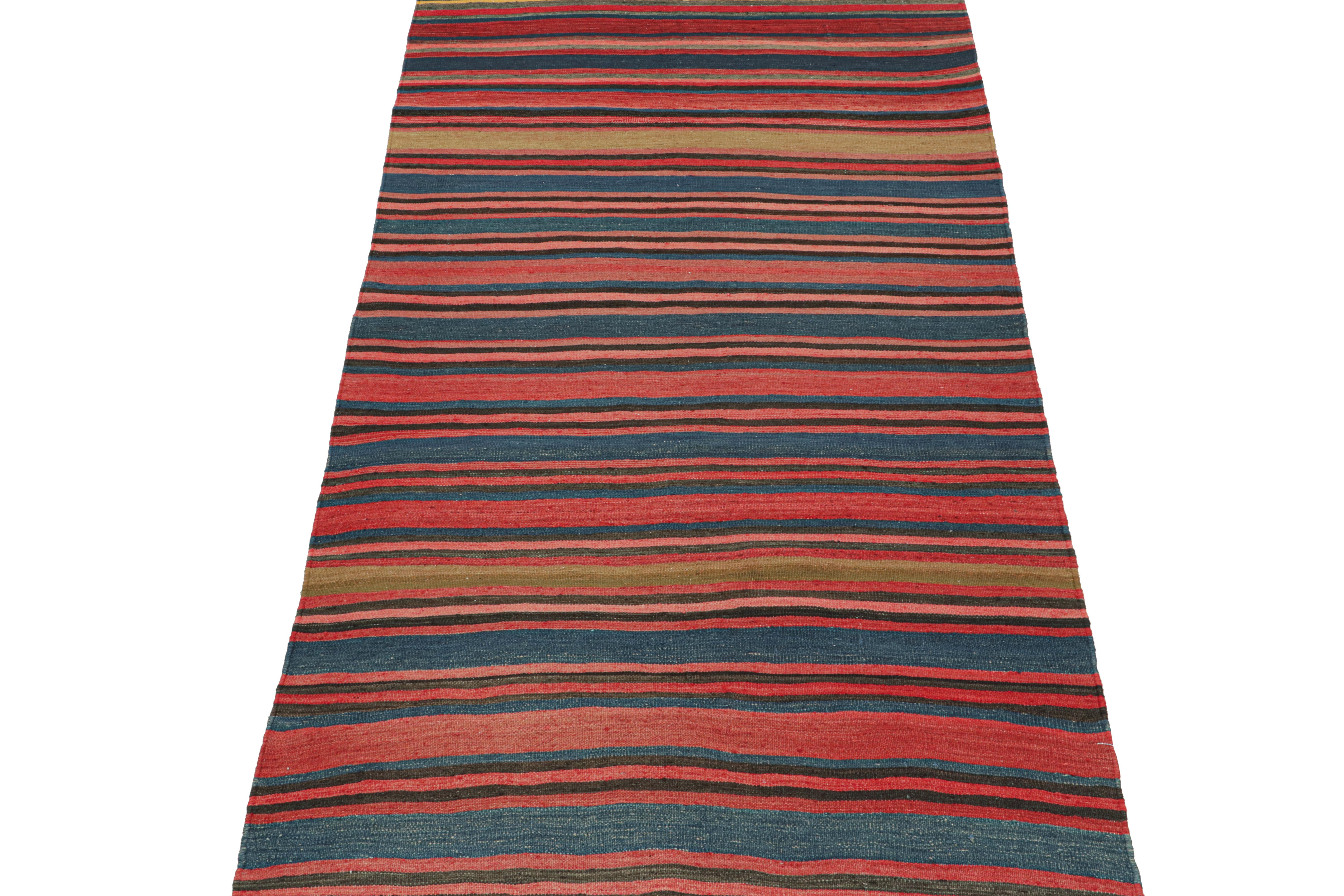 Vintage Bidjar Persian Kilim in Red with Multicolor Stripes In Good Condition For Sale In Long Island City, NY