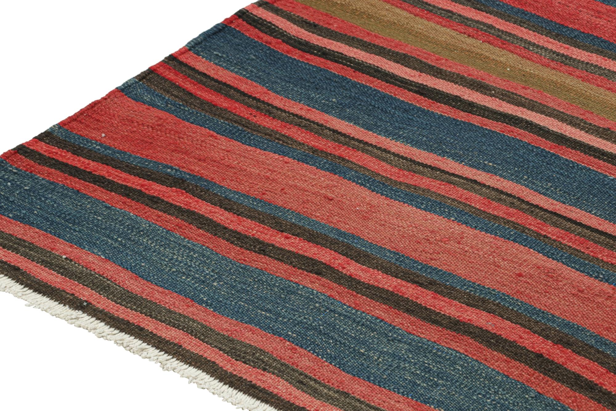 Mid-20th Century Vintage Bidjar Persian Kilim in Red with Multicolor Stripes For Sale