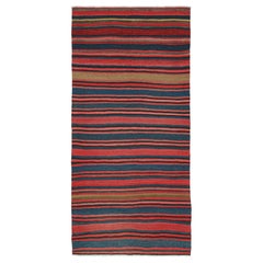 Kilim persiano Bidjar vintage in rosso con strisce multicolore