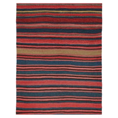 Vintage Bidjar Persian Kilim in Red with Multicolor Stripes