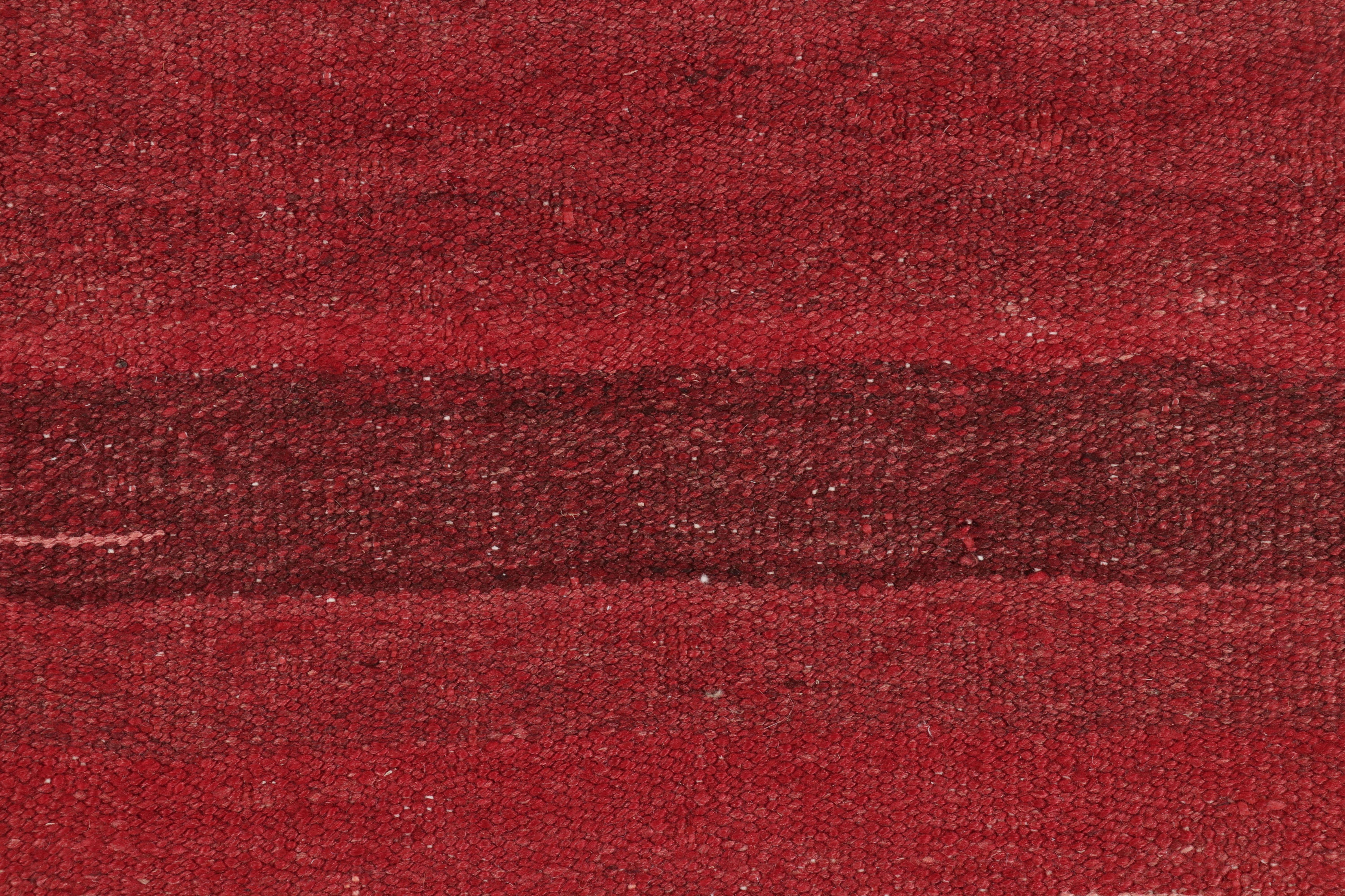 Hand-Woven Vintage Bidjar Persian Kilim, Rich Red Open Field and Brown Border - Rug & Kilim